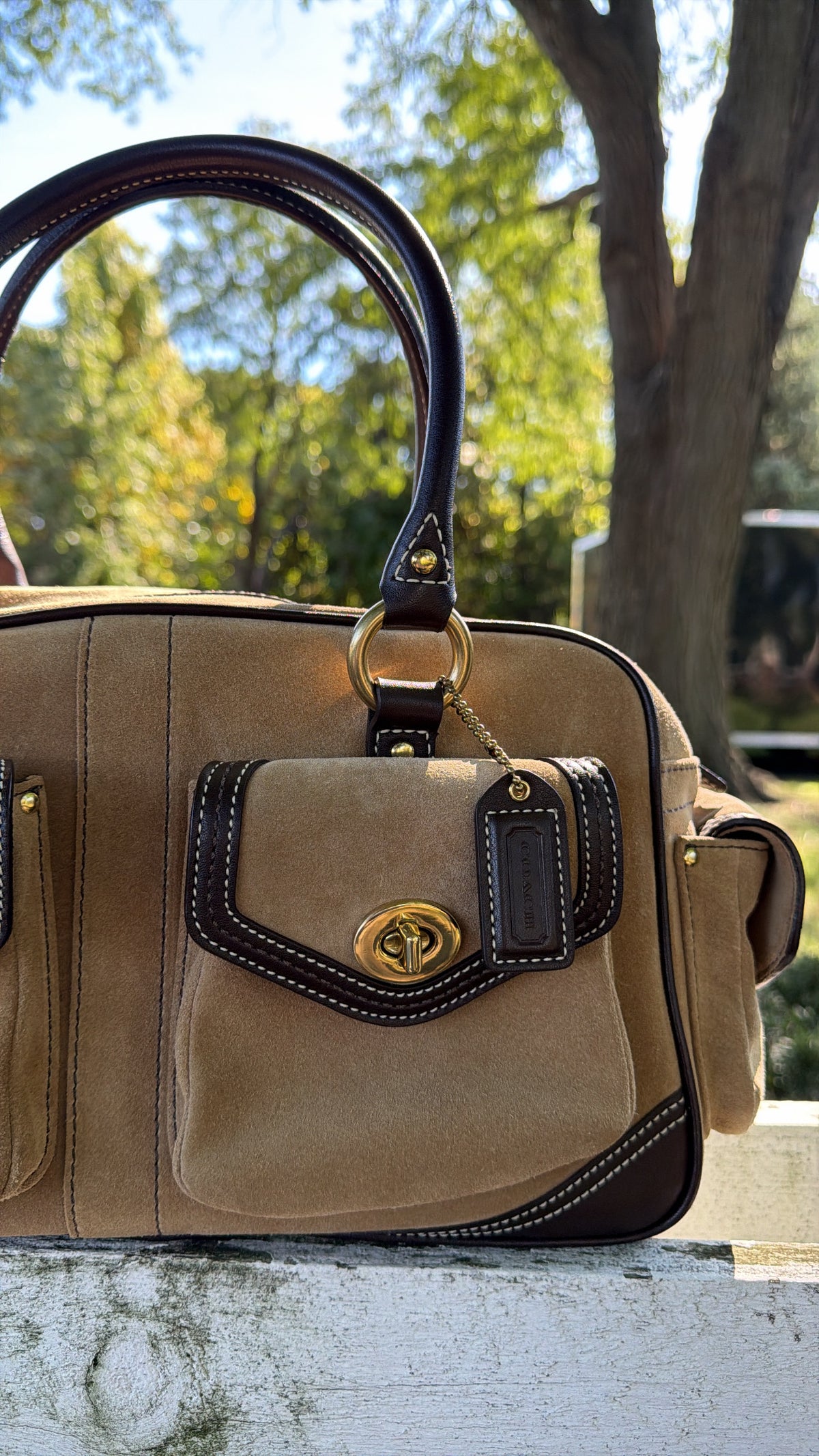 Vintage Coach Daphne Legacy Suede & Leather Satchel Bag 3681