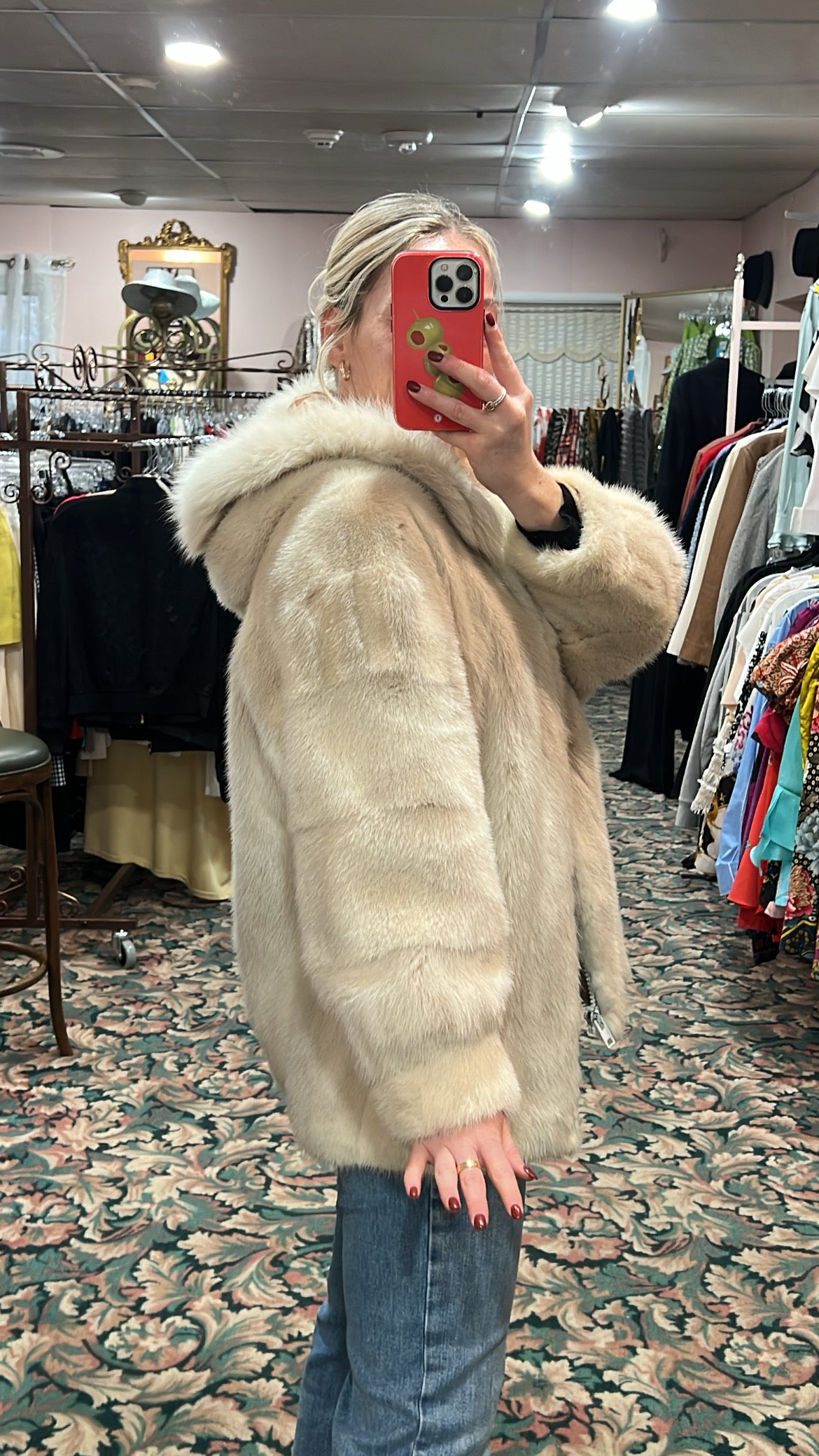 Ivory Mink Jacket with Fox Fur Trim