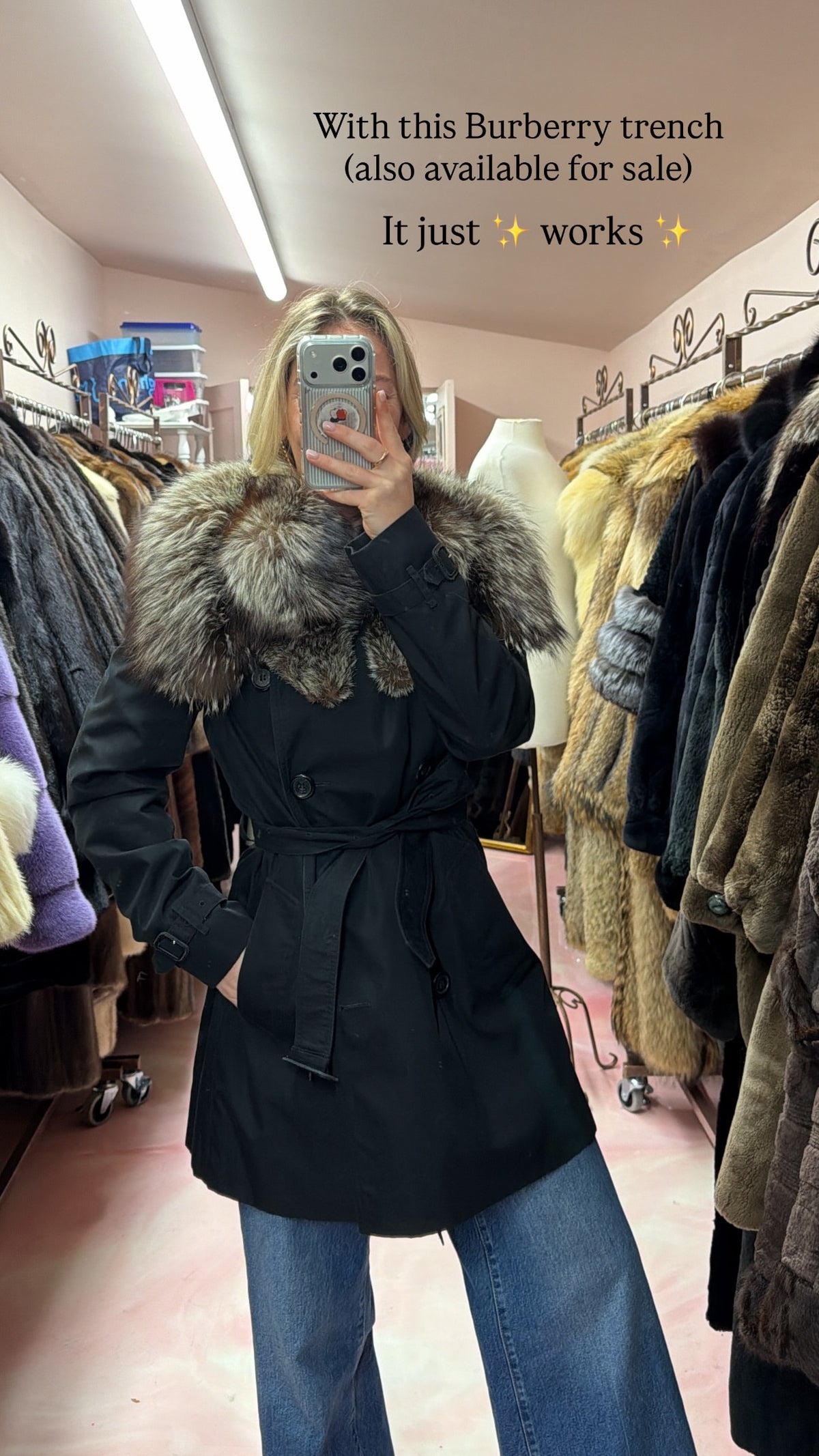 Vintage Silver Fox Shawl Collar