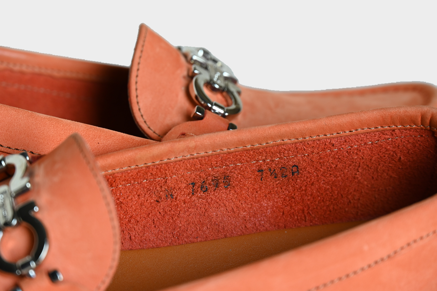 Salvatore Ferragamo Parigi Orange Nubuck Driving Loafers SZ 37.5