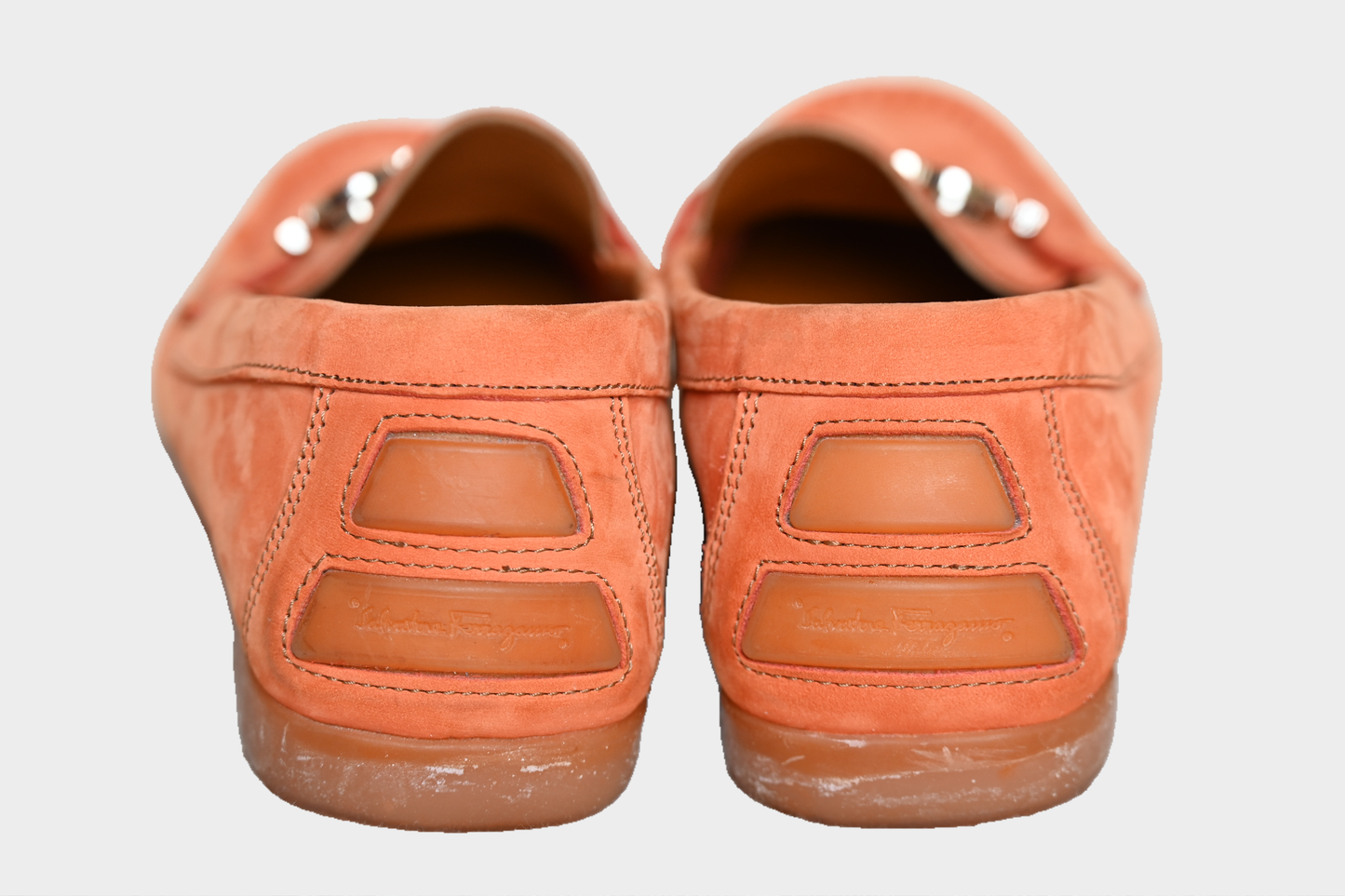Salvatore Ferragamo Parigi Orange Nubuck Driving Loafers SZ 37.5