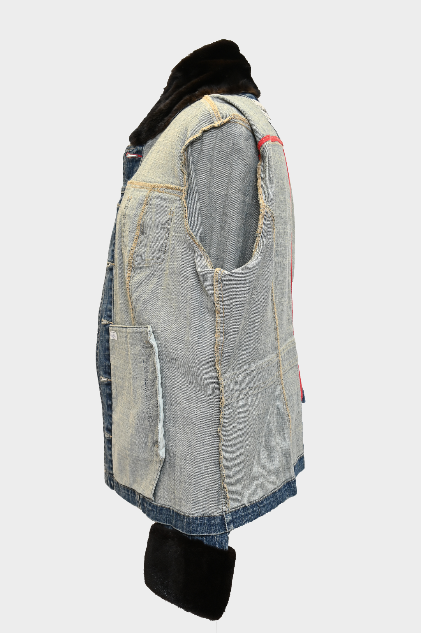 York Furrier Mink Trim Denim Jacket