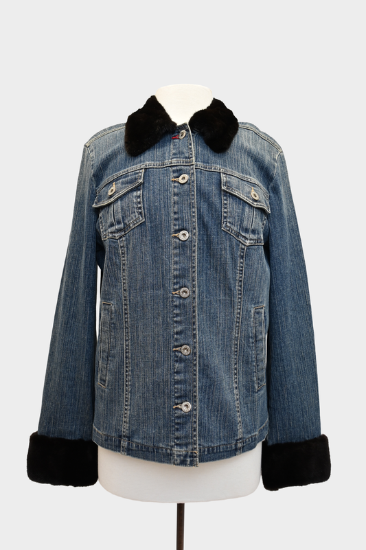 York Furrier Mink Trim Denim Jacket