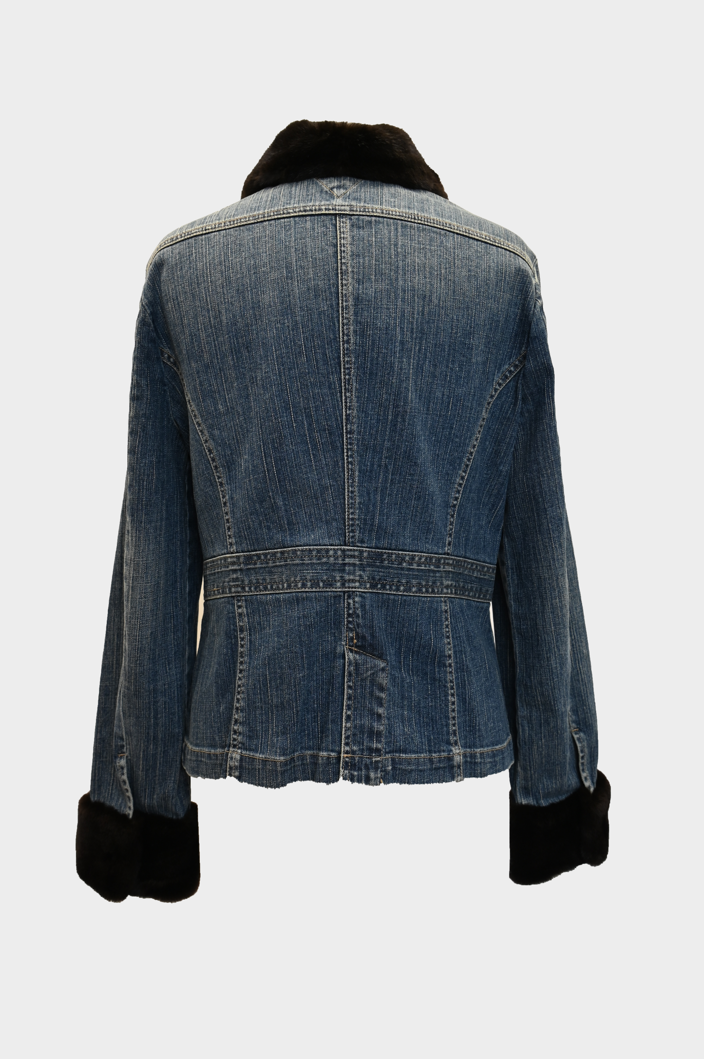 York Furrier Mink Trim Denim Jacket