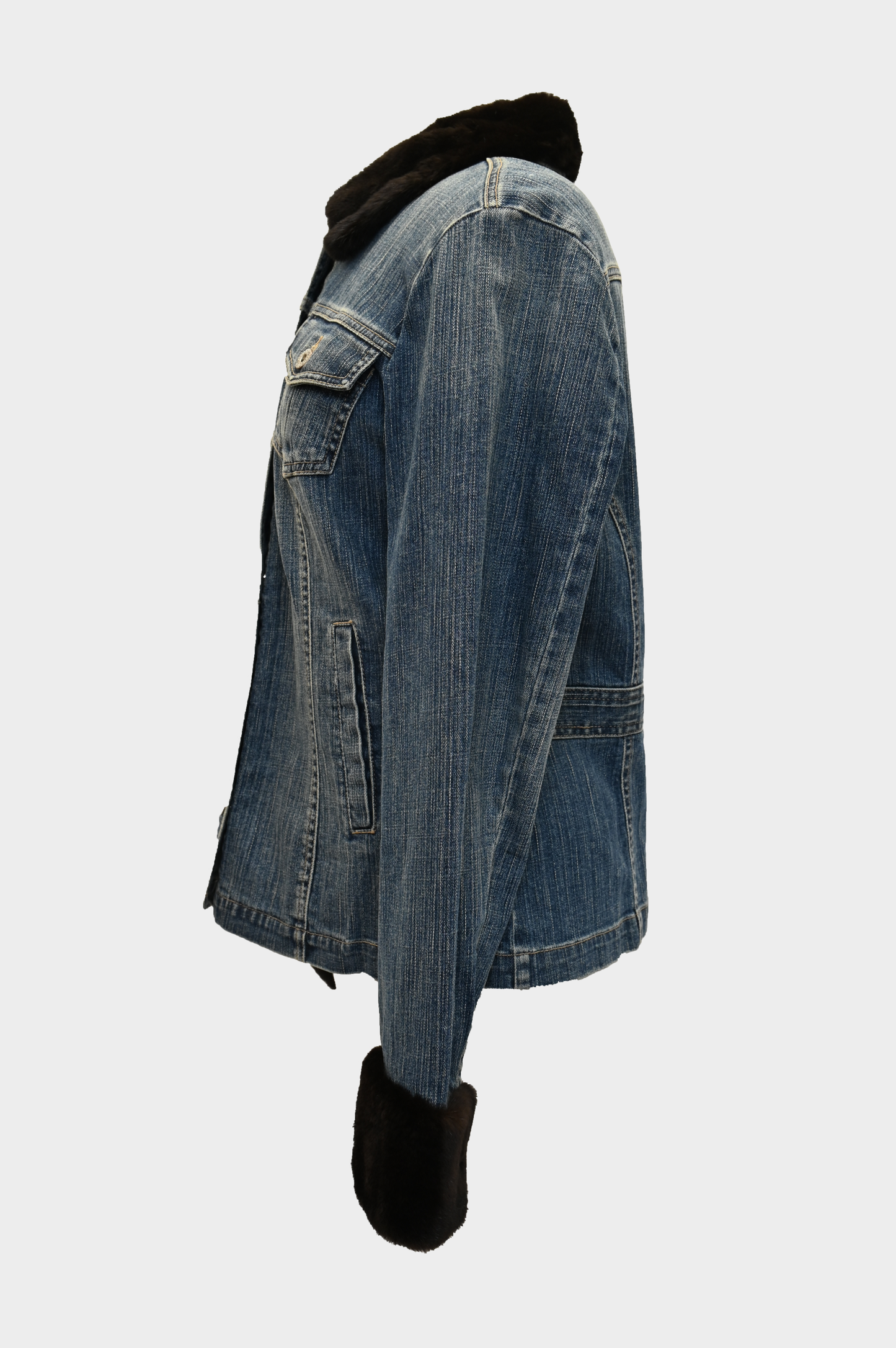 York Furrier Mink Trim Denim Jacket