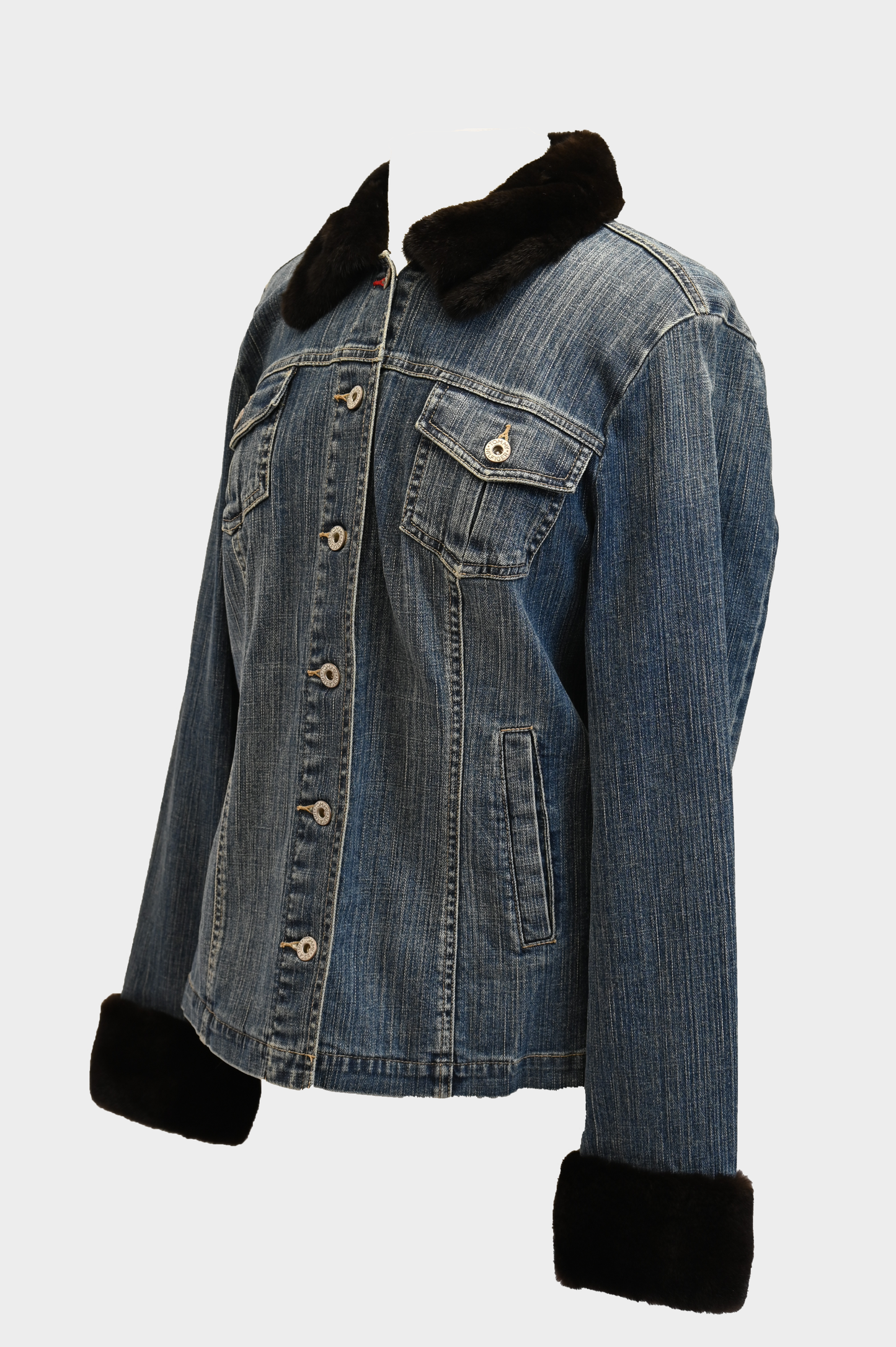 York Furrier Mink Trim Denim Jacket