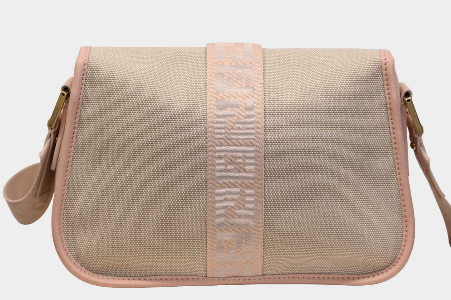 Fendi Pink & Beige Canvas Crossbody