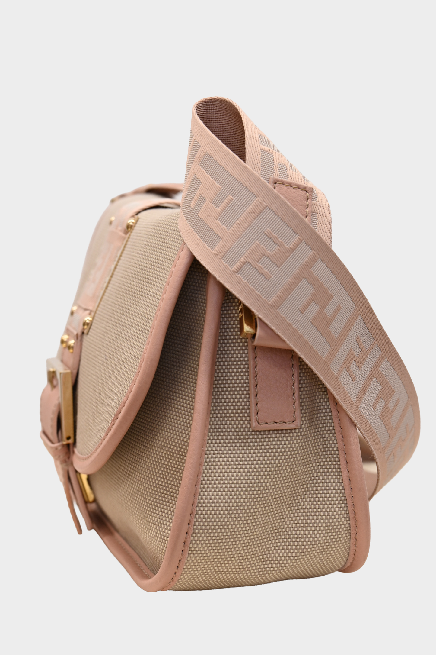 Fendi Pink & Beige Canvas Crossbody
