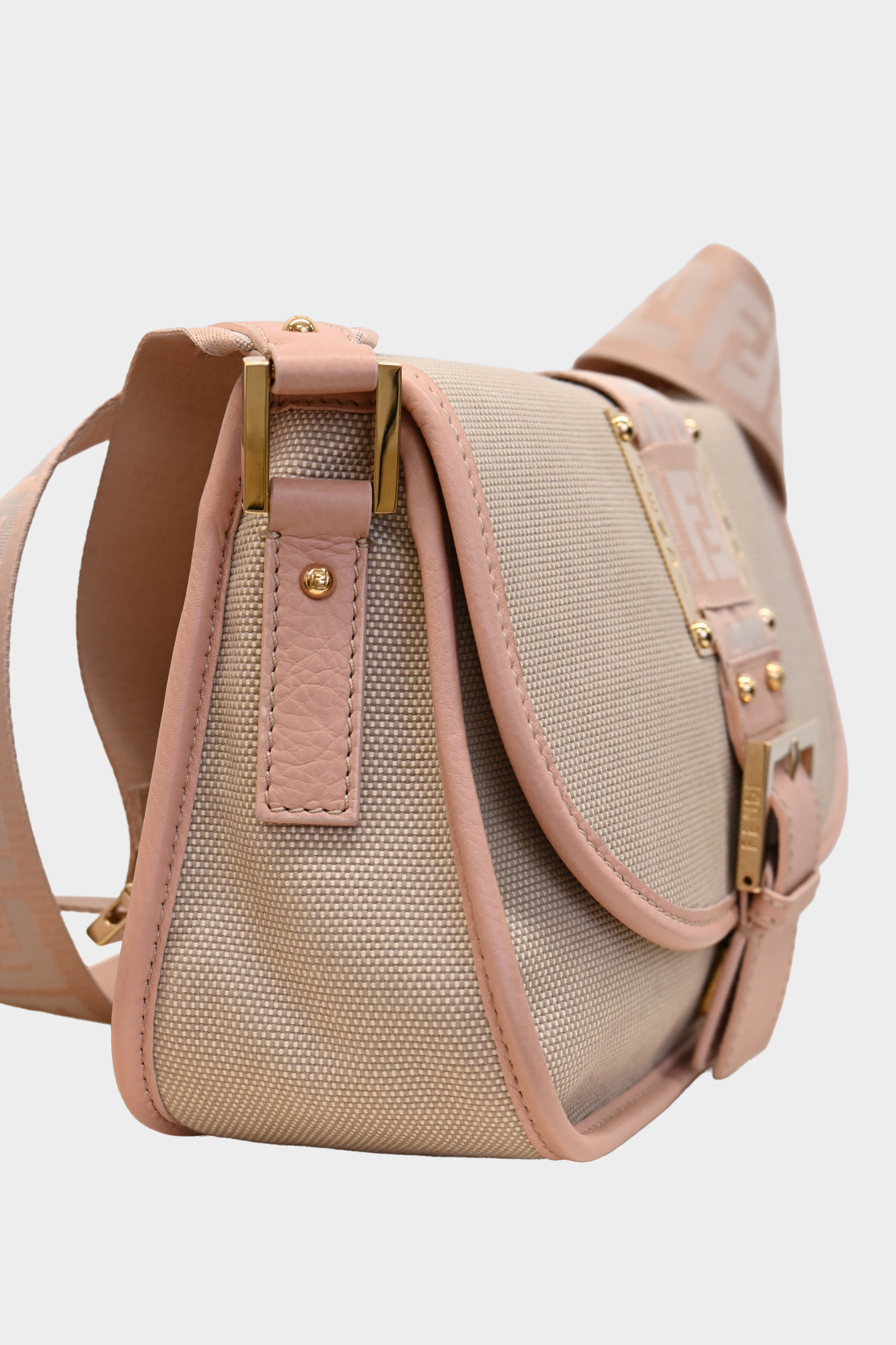 Fendi Pink & Beige Canvas Crossbody