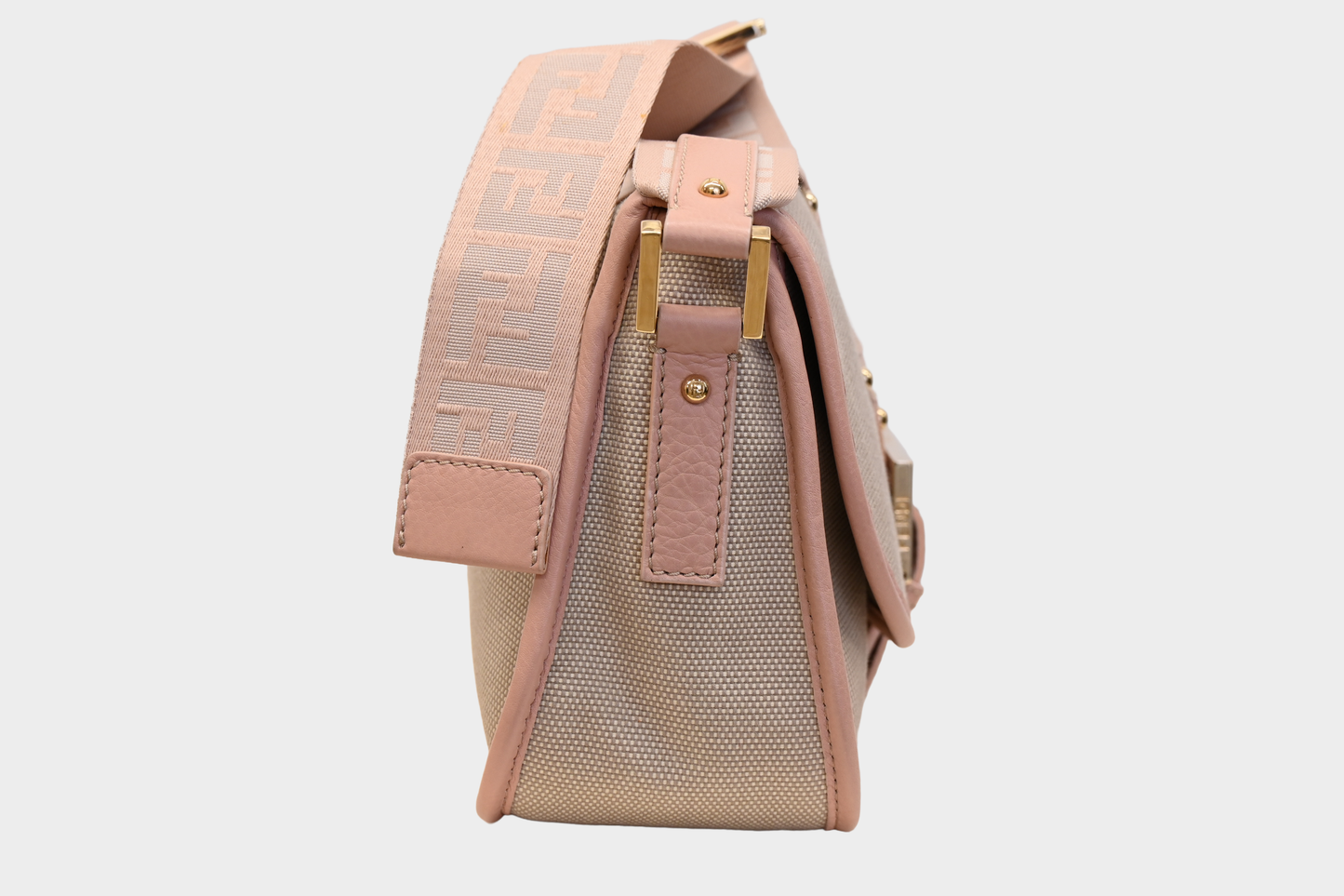 Fendi Pink & Beige Canvas Crossbody