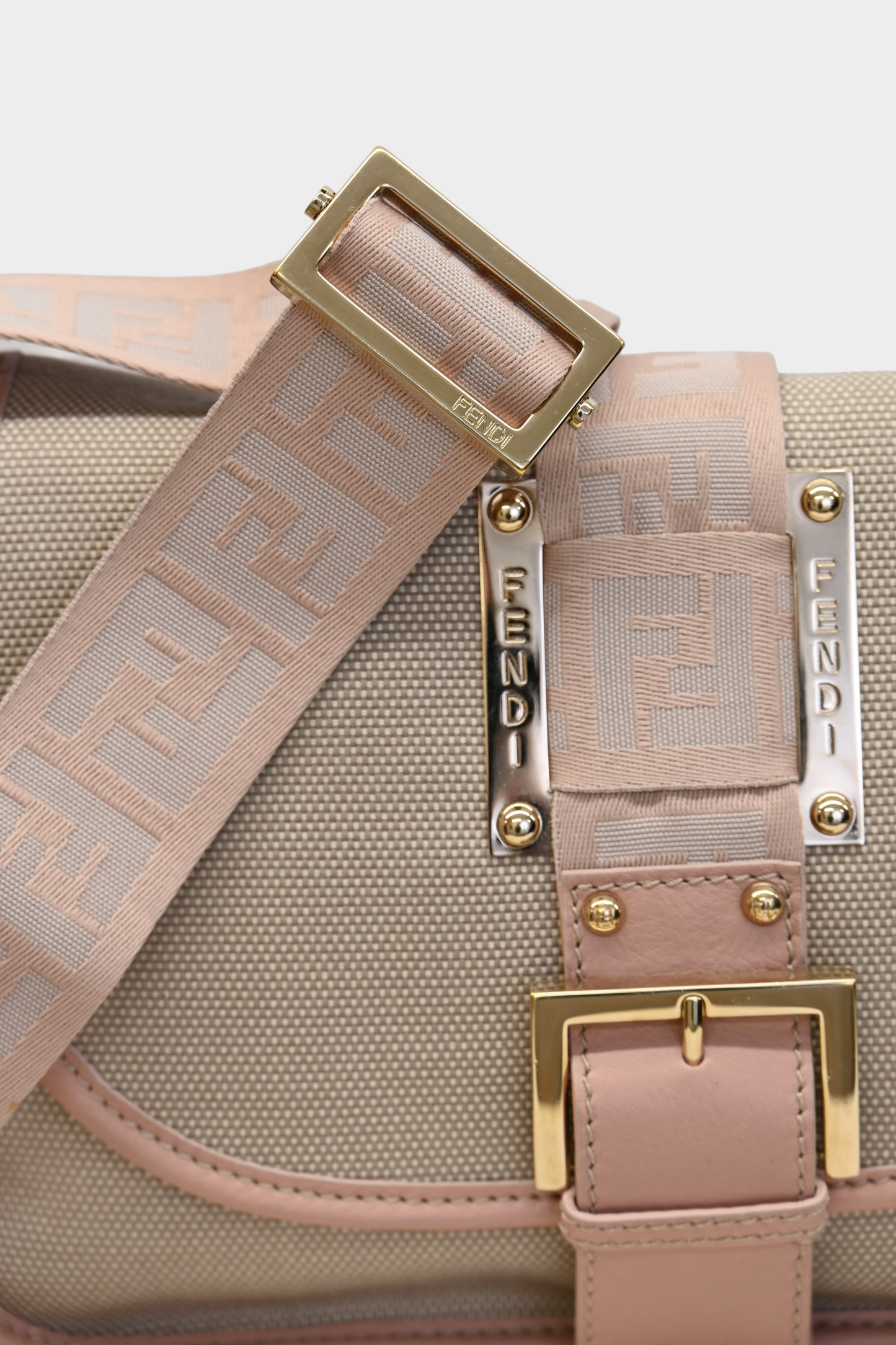 Fendi Pink & Beige Canvas Crossbody