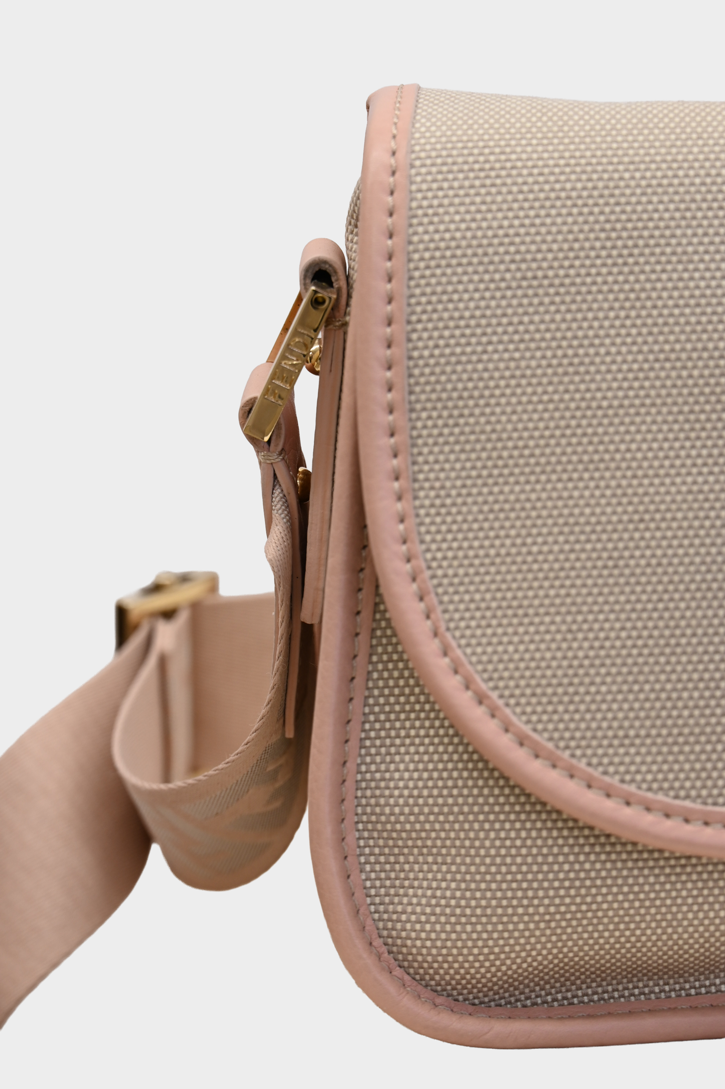 Fendi Pink & Beige Canvas Crossbody