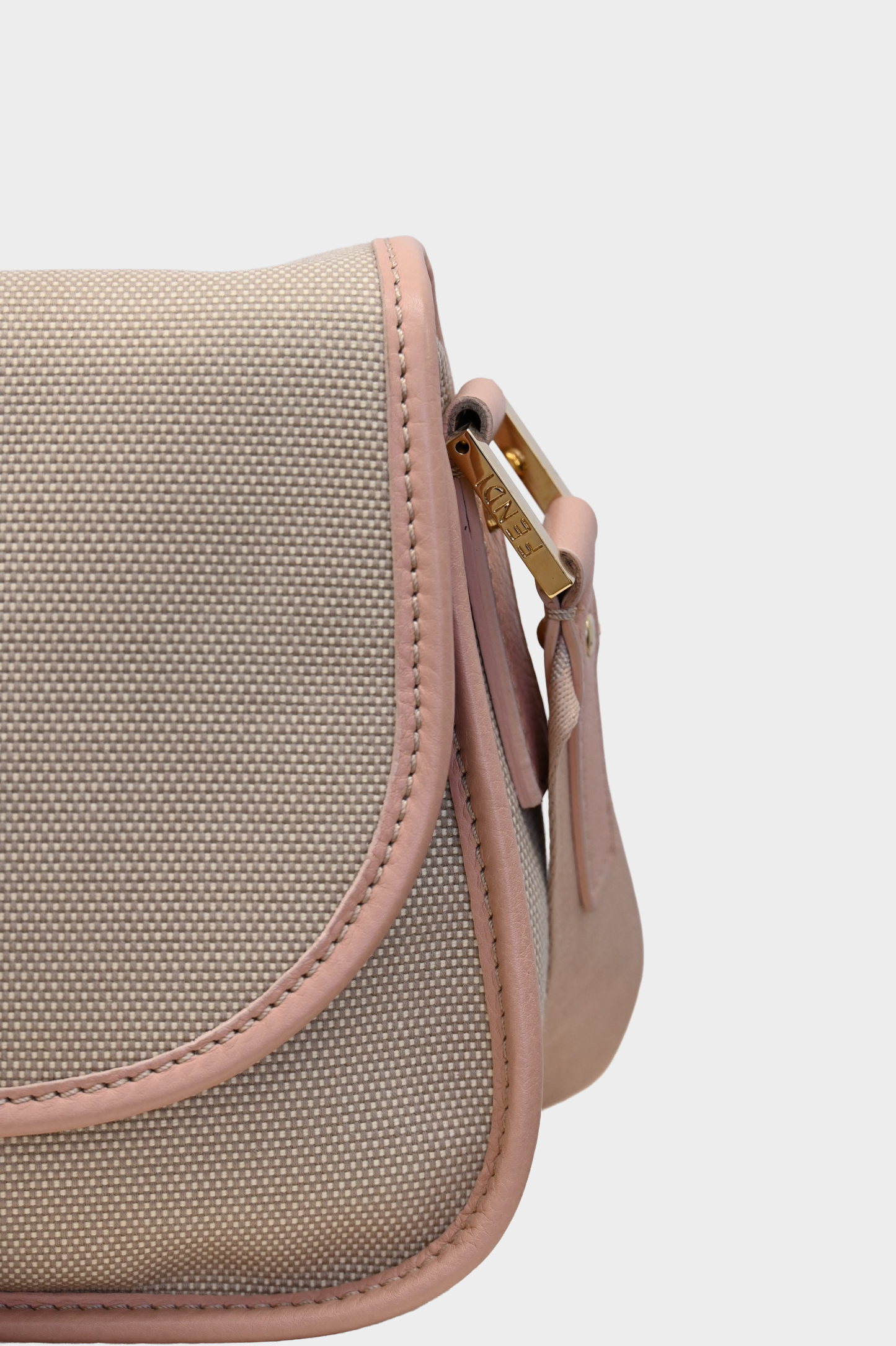 Fendi Pink & Beige Canvas Crossbody
