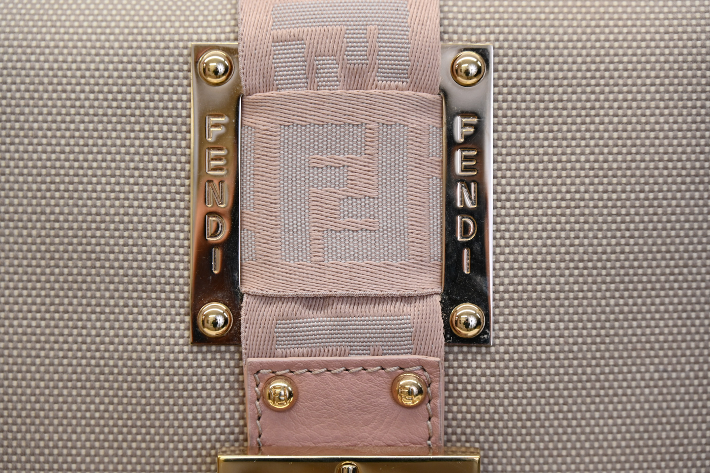 Fendi Pink & Beige Canvas Crossbody