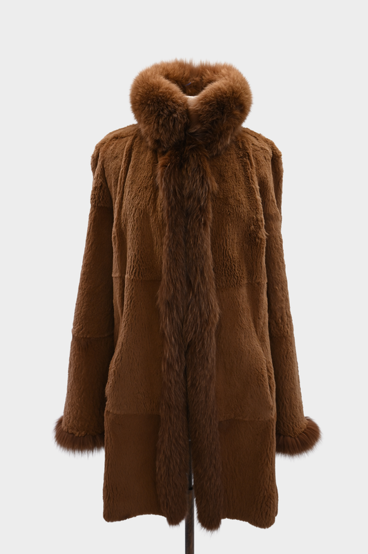 Reversible Fur Jacket with Fur Trim