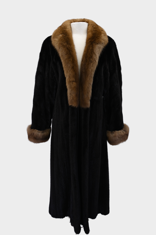 Hinsdale Furriers Full Length Mink Coat with Sable Trim