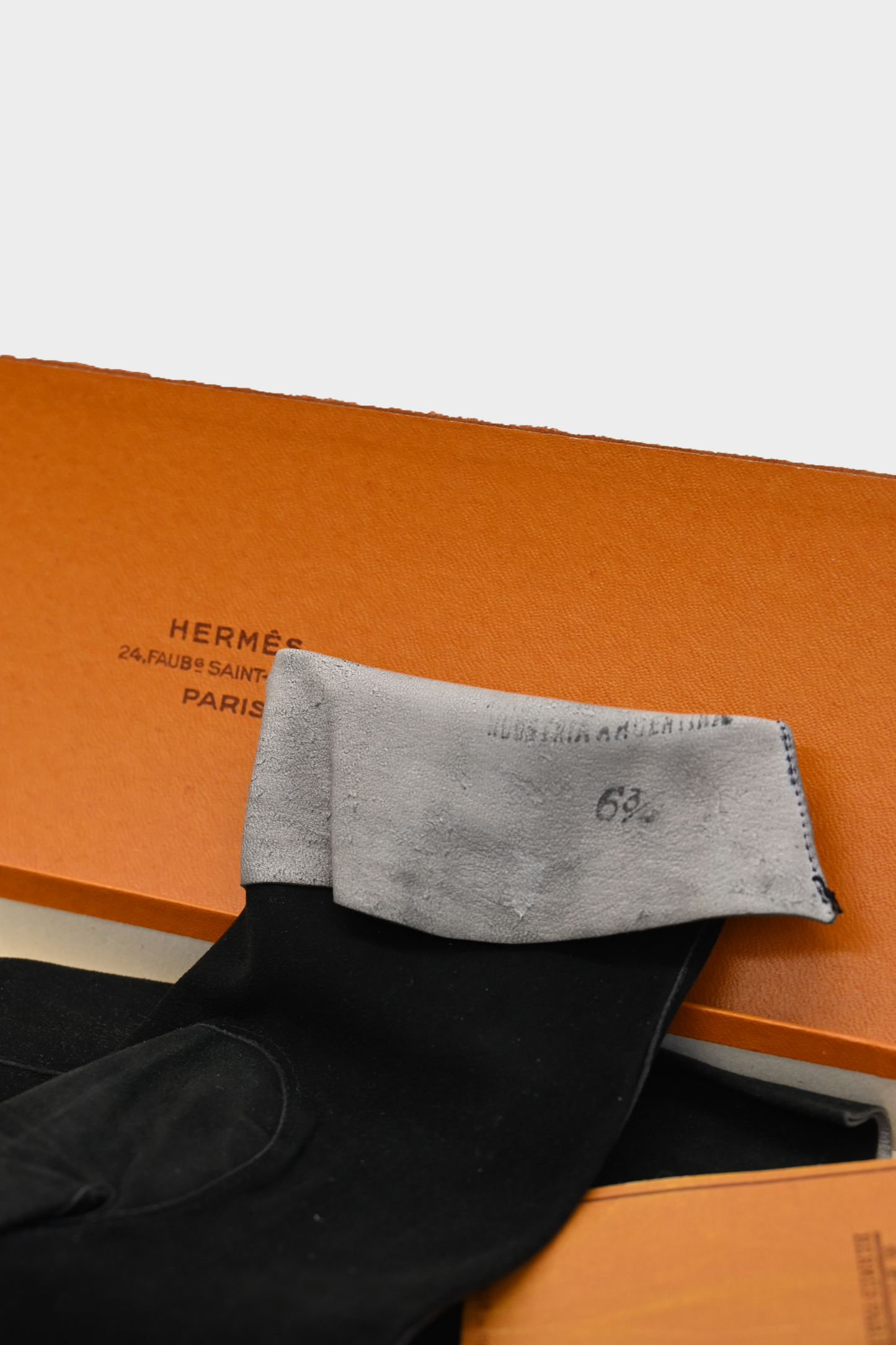 Hermes Black Suede Long Gloves 6.75
