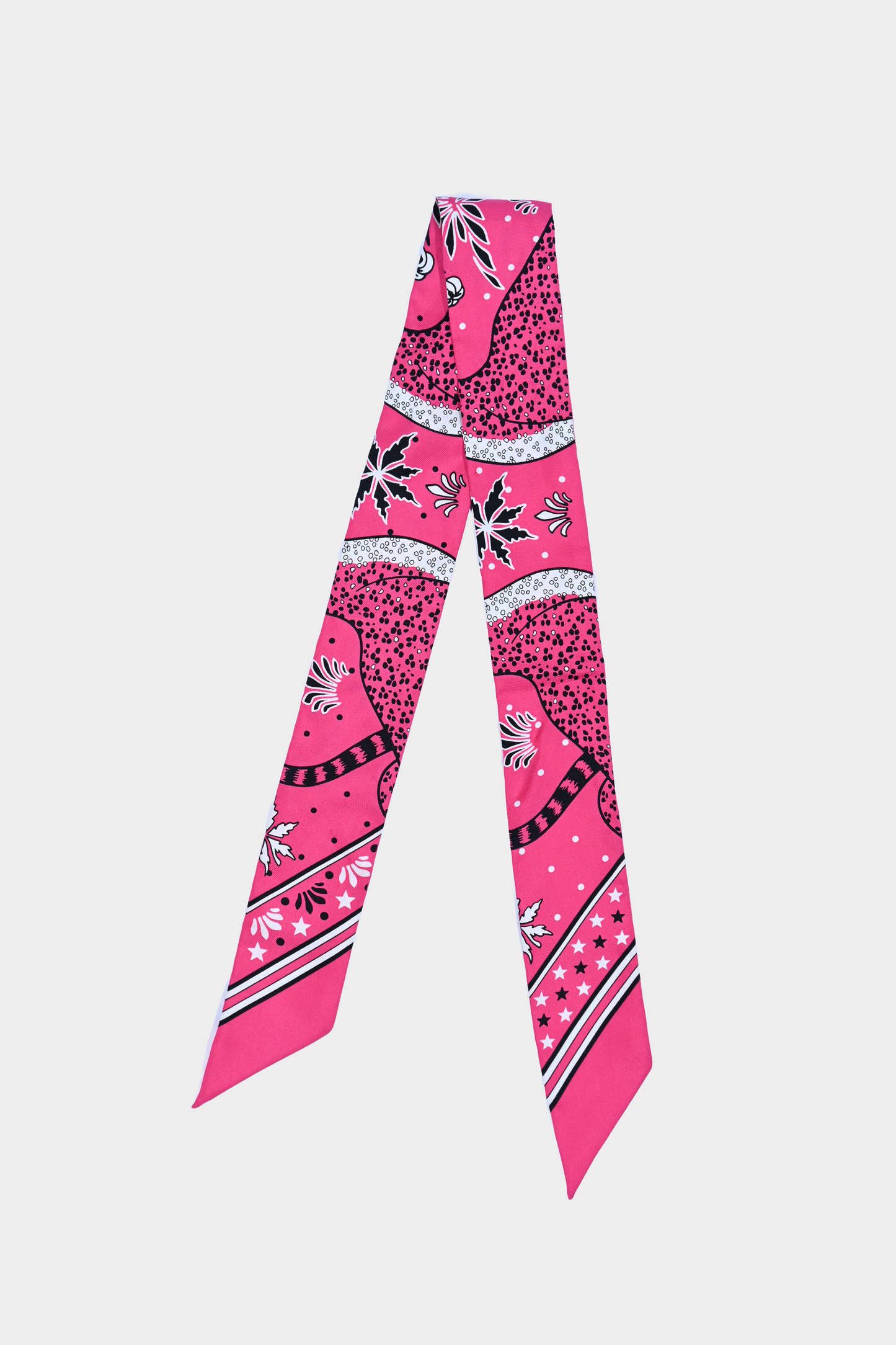 Hermès Les Léopards Pink Silk Twilly Scarf With Box