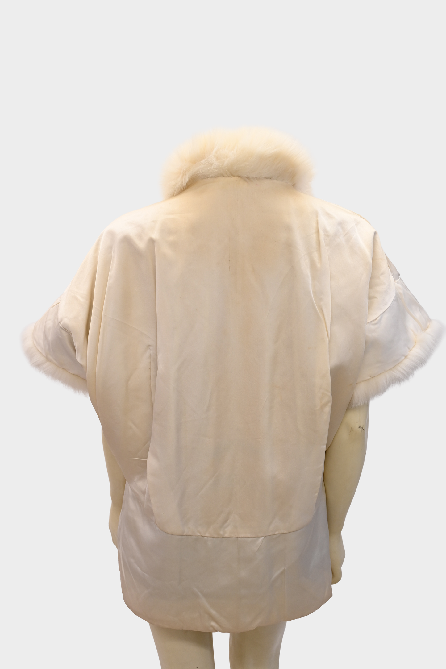 Ivory Mink Cape Vest with White Fox Fur Trim