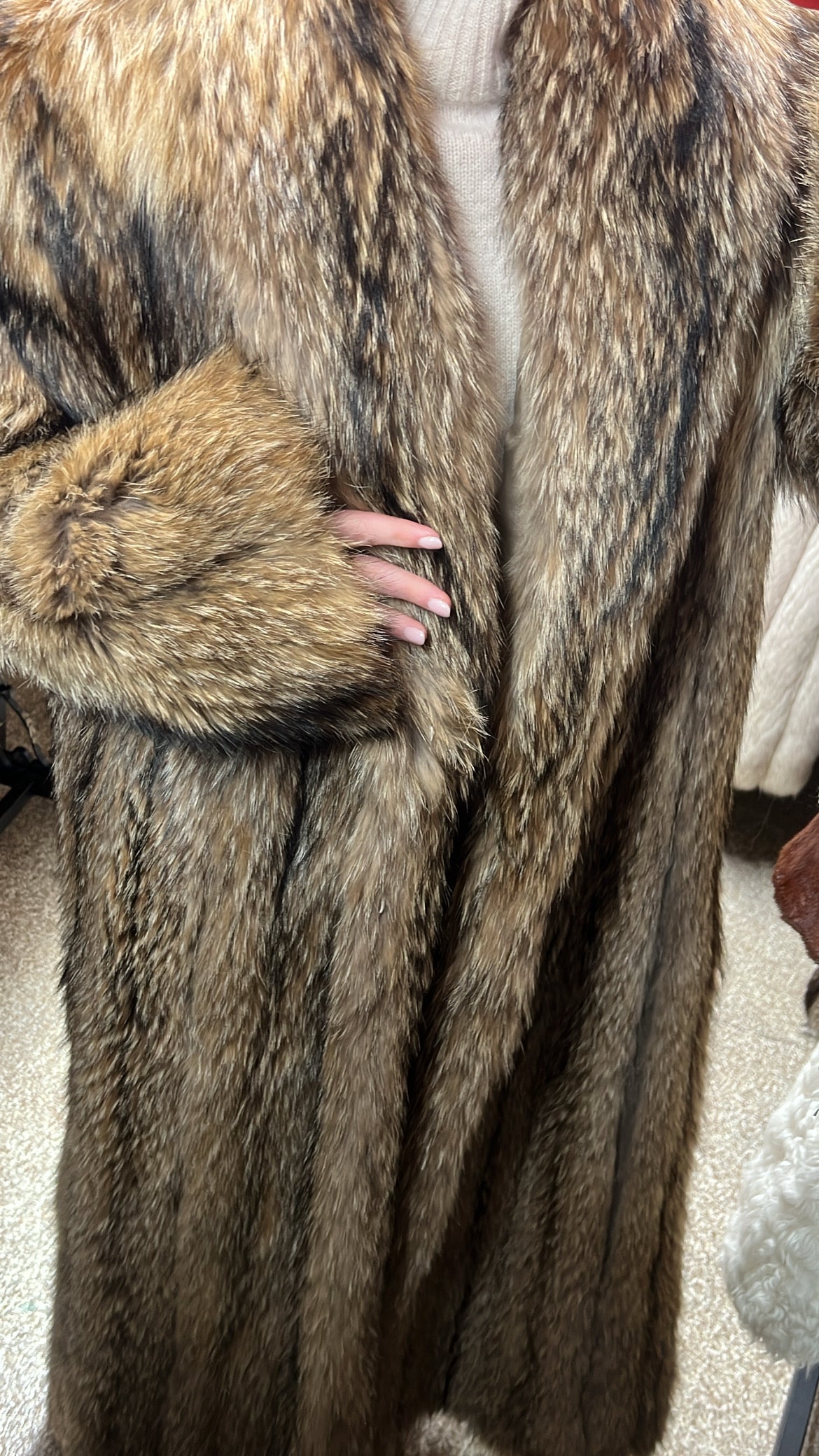 Finnish Raccoon Full Length Fur Coat