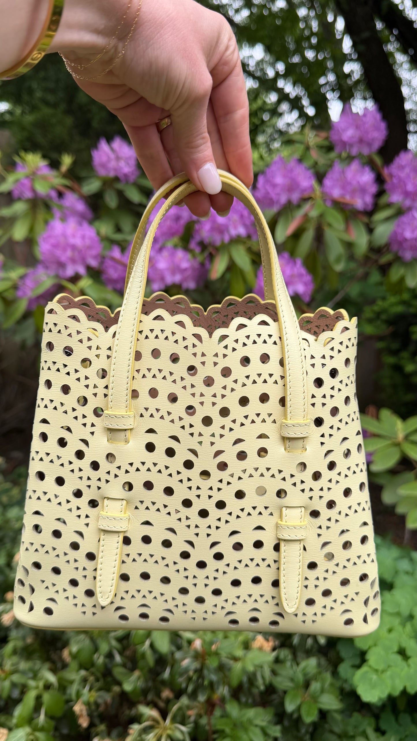 Alaïa Mina 20 Laser Cut Top Handle Bag