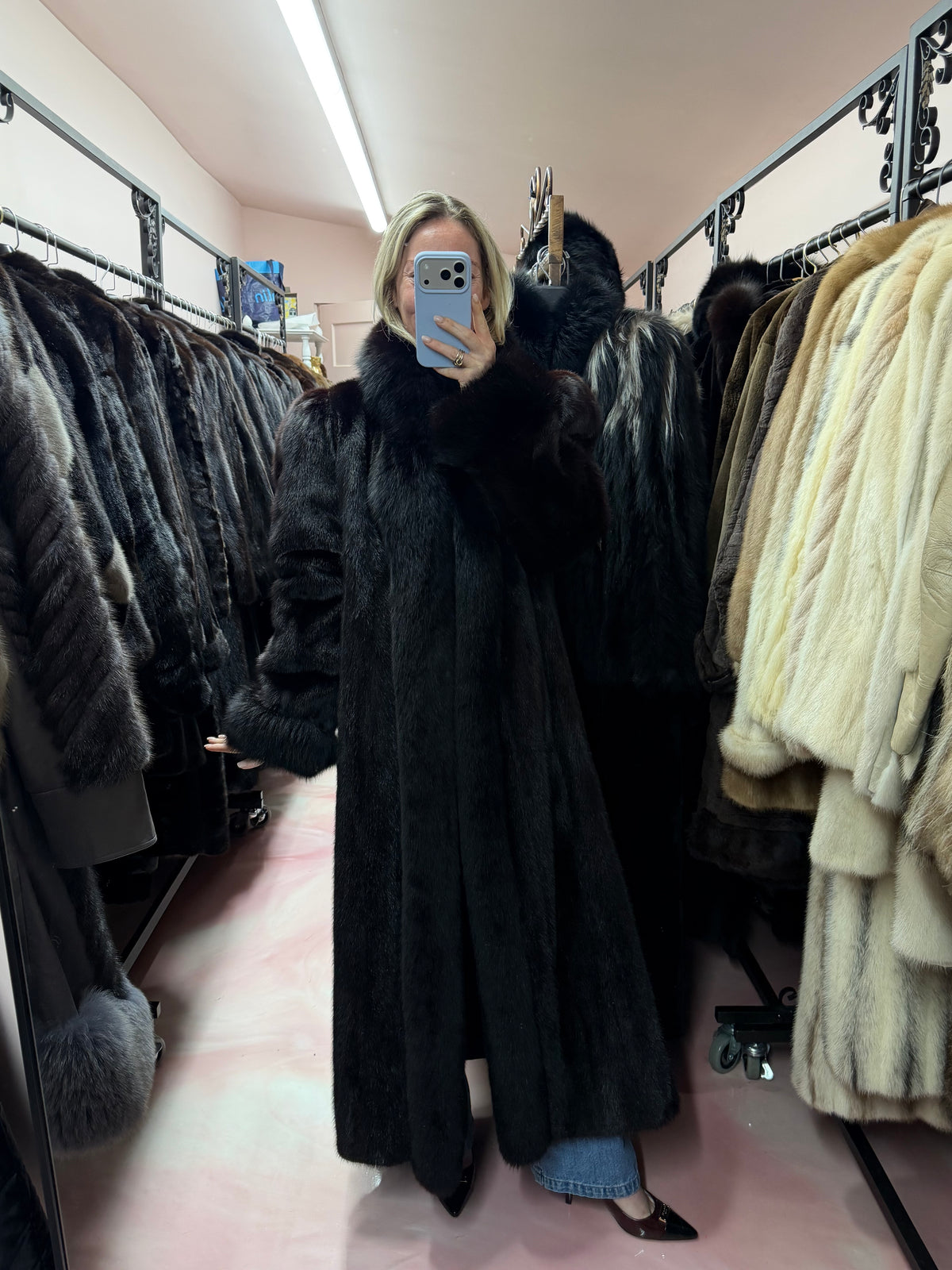Mink & Fox Fur Reversible Fur Coat