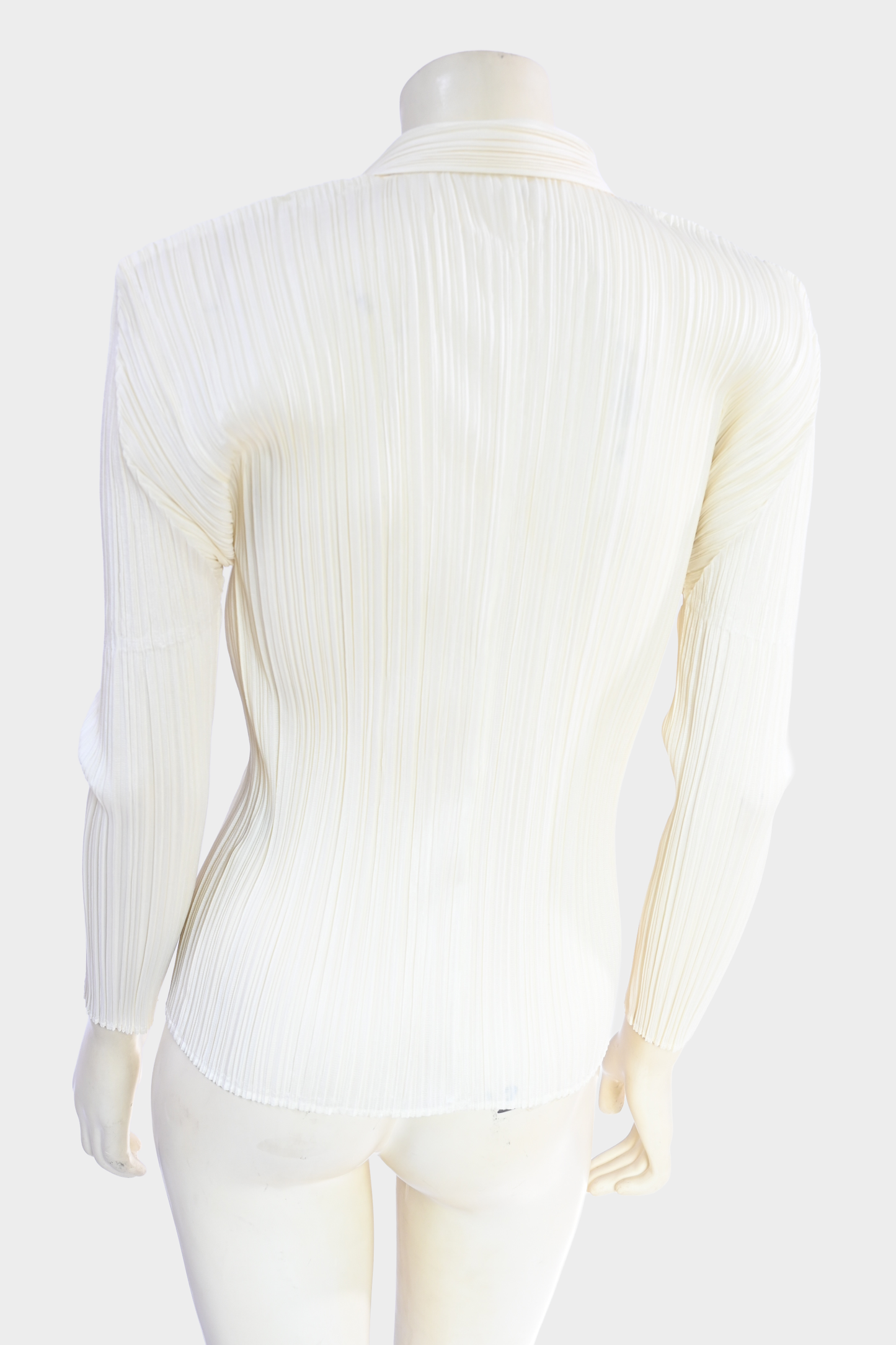 Pleats Please Issey Miyake Pale Yellow Pleated Long Sleeve Button Front Top