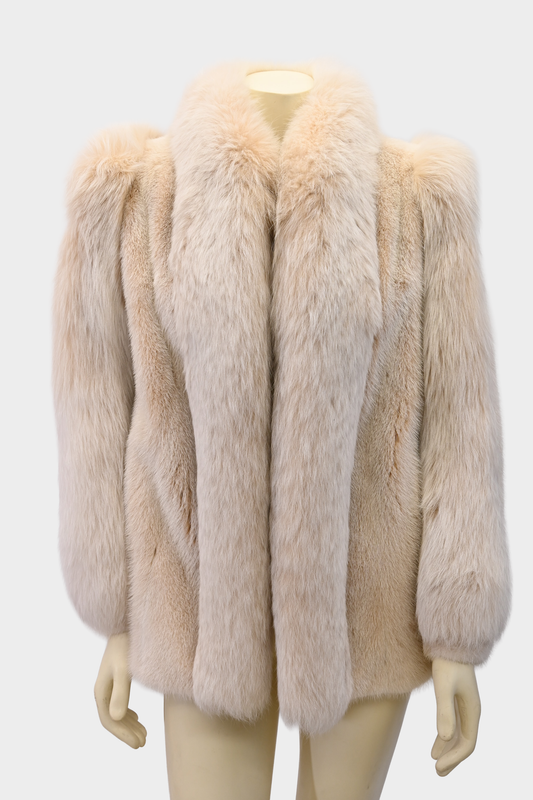Champagne Mink Jacket with Tuxedo Fox Fur Trim