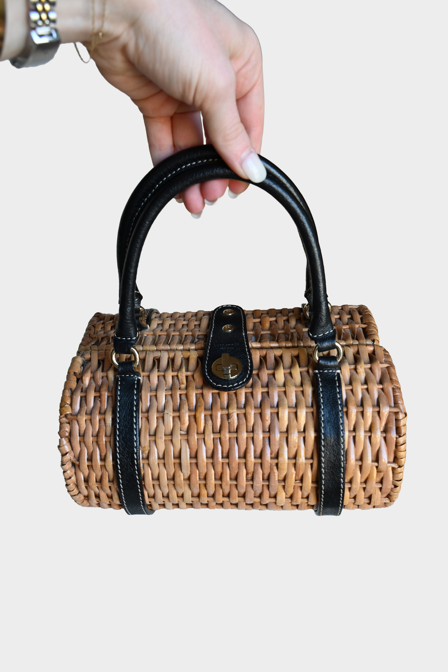 Rare Vintage Kate Spade Wicker Top Handle Bag