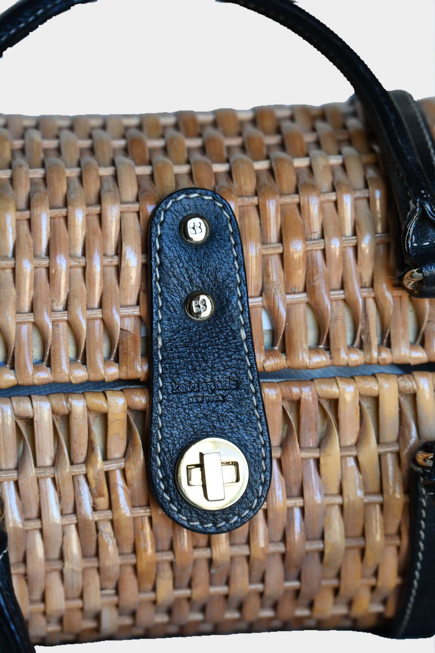 Rare Vintage Kate Spade Wicker Top Handle Bag