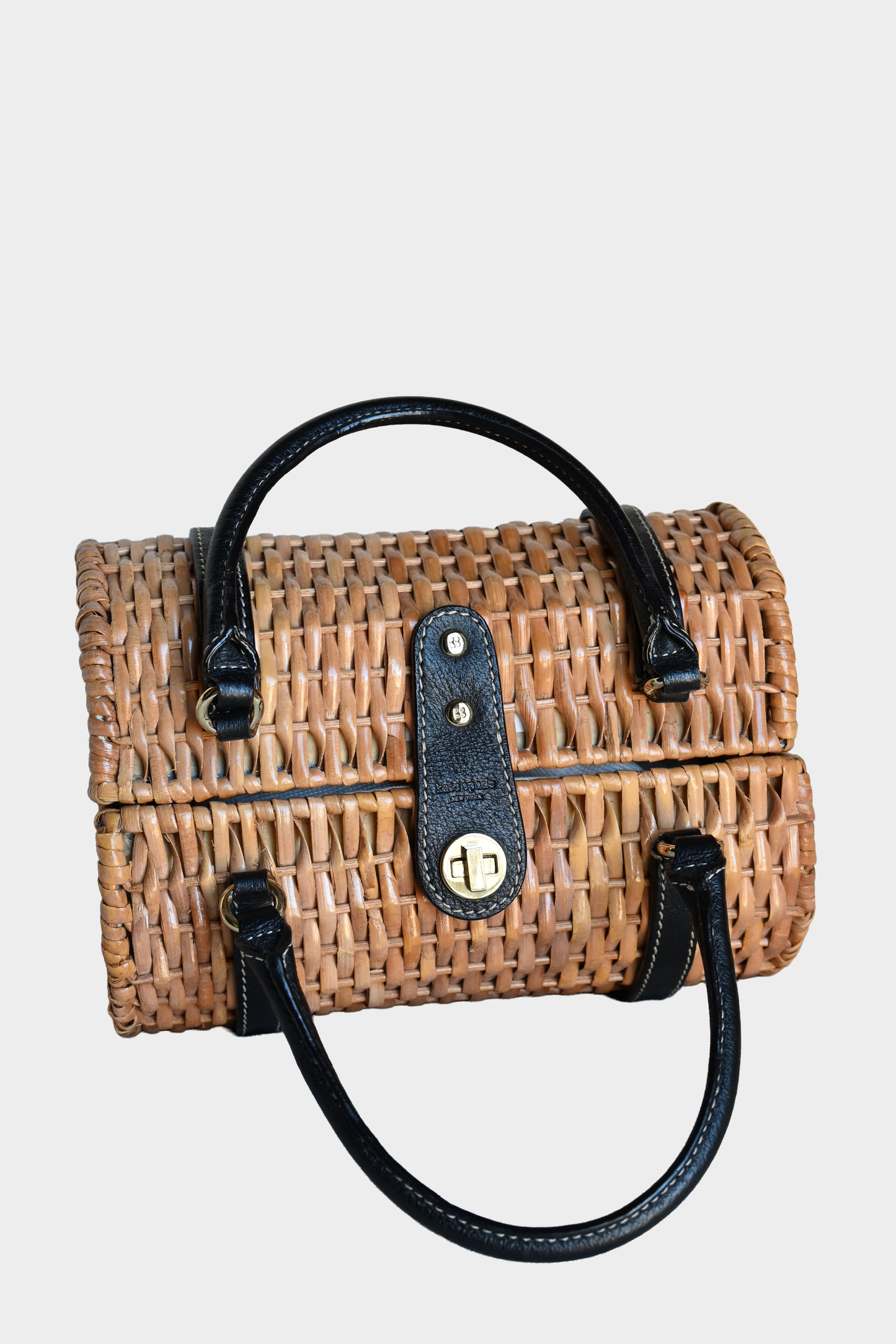 Rare Vintage Kate Spade Wicker Top Handle Bag