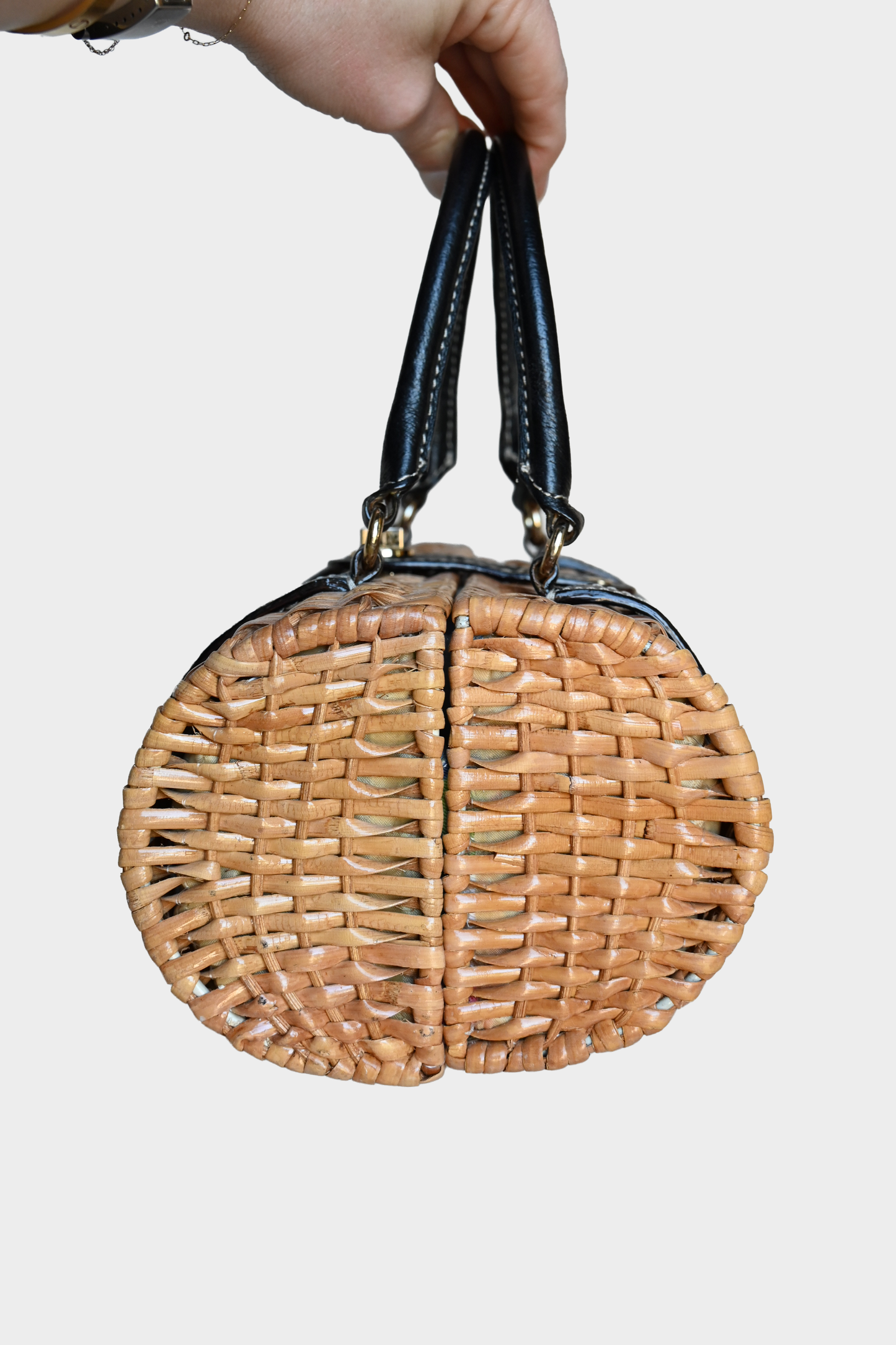Rare Vintage Kate Spade Wicker Top Handle Bag