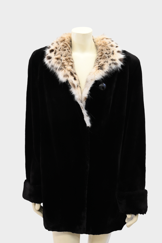 Sheared Mink Jacket with Genuine Lynx Shawl Collar
