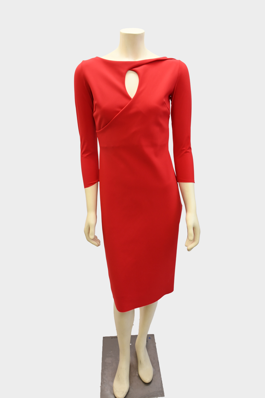 Chiara Boni La Petite Robe Red Keyhole Neck Dress NWT