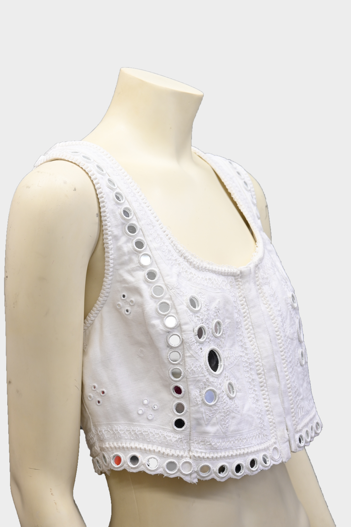 LoveShackFancy Caymen Cropped Paillette Embellished Vest