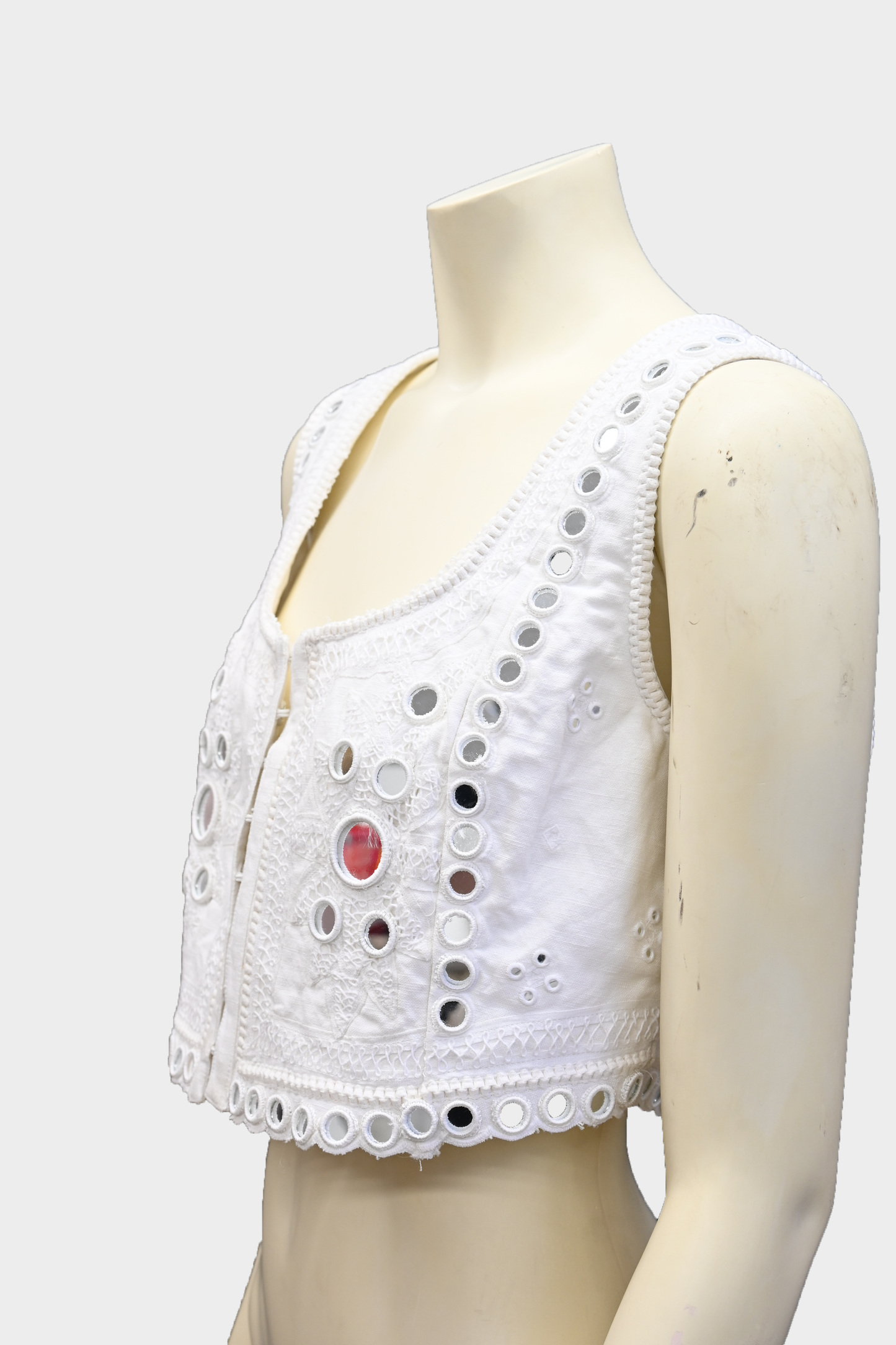 LoveShackFancy Caymen Cropped Paillette Embellished Vest