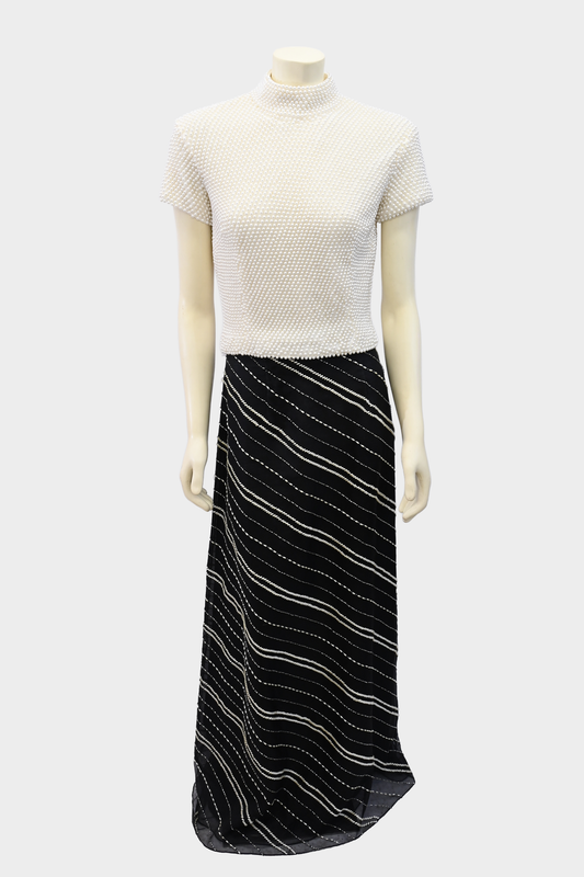 Vie by Victoria Royal 100% Silk Beaded Two Piece Evening Set