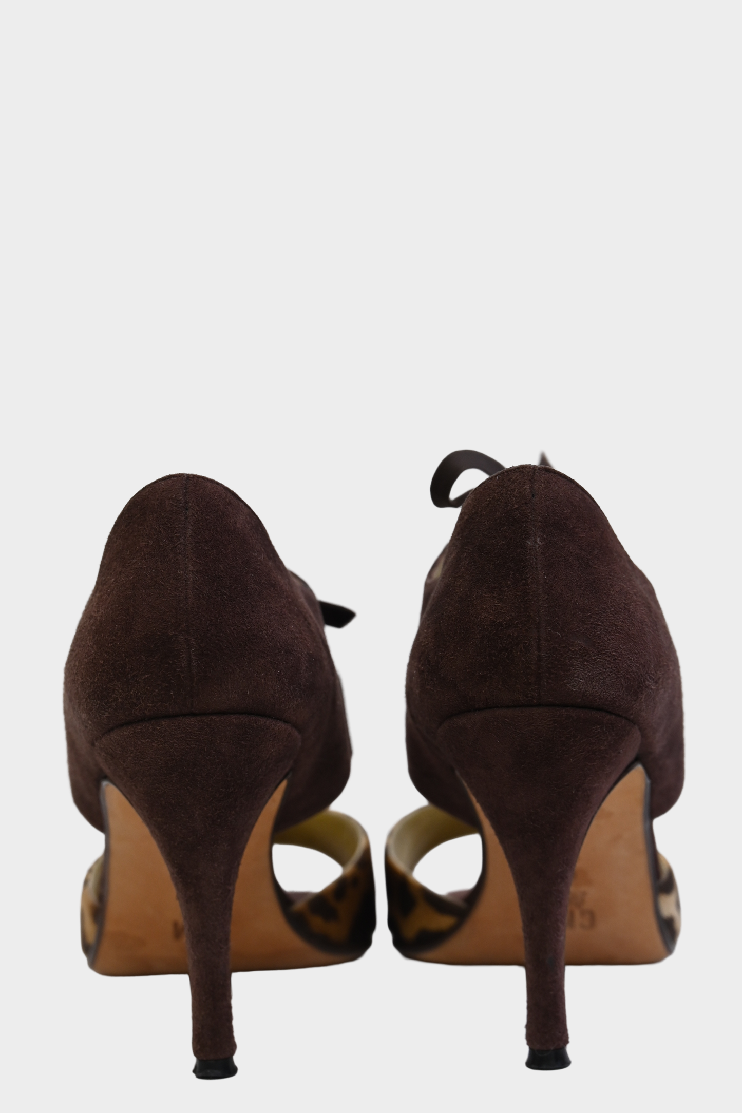 Claudio Merazzi Leopard Print Suede Lace Up Heels
