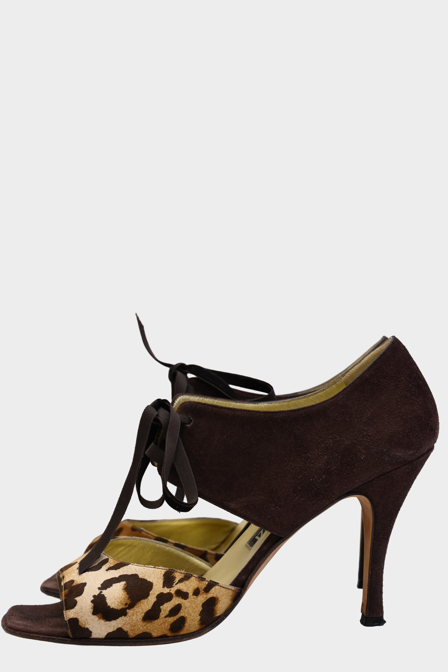 Claudio Merazzi Leopard Print Suede Lace Up Heels