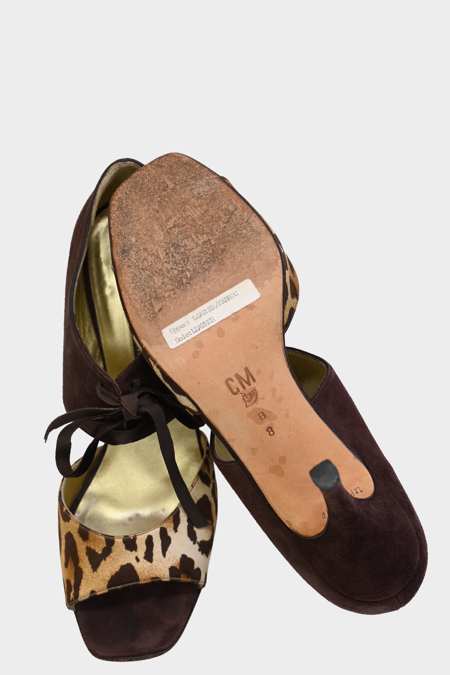 Claudio Merazzi Leopard Print Suede Lace Up Heels