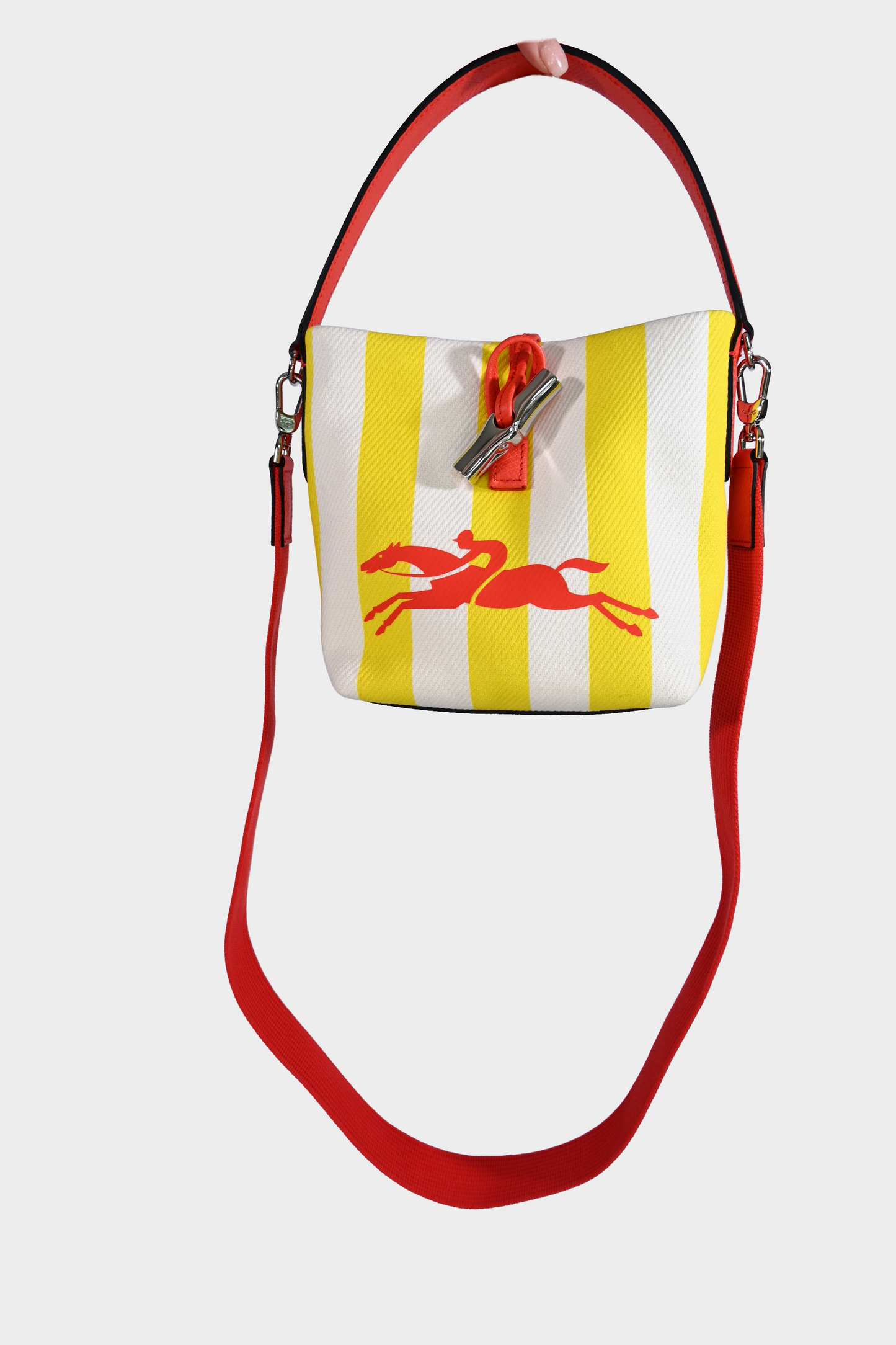 Longchamp Roseau Essential XS Striped Canvas Bucket Bag