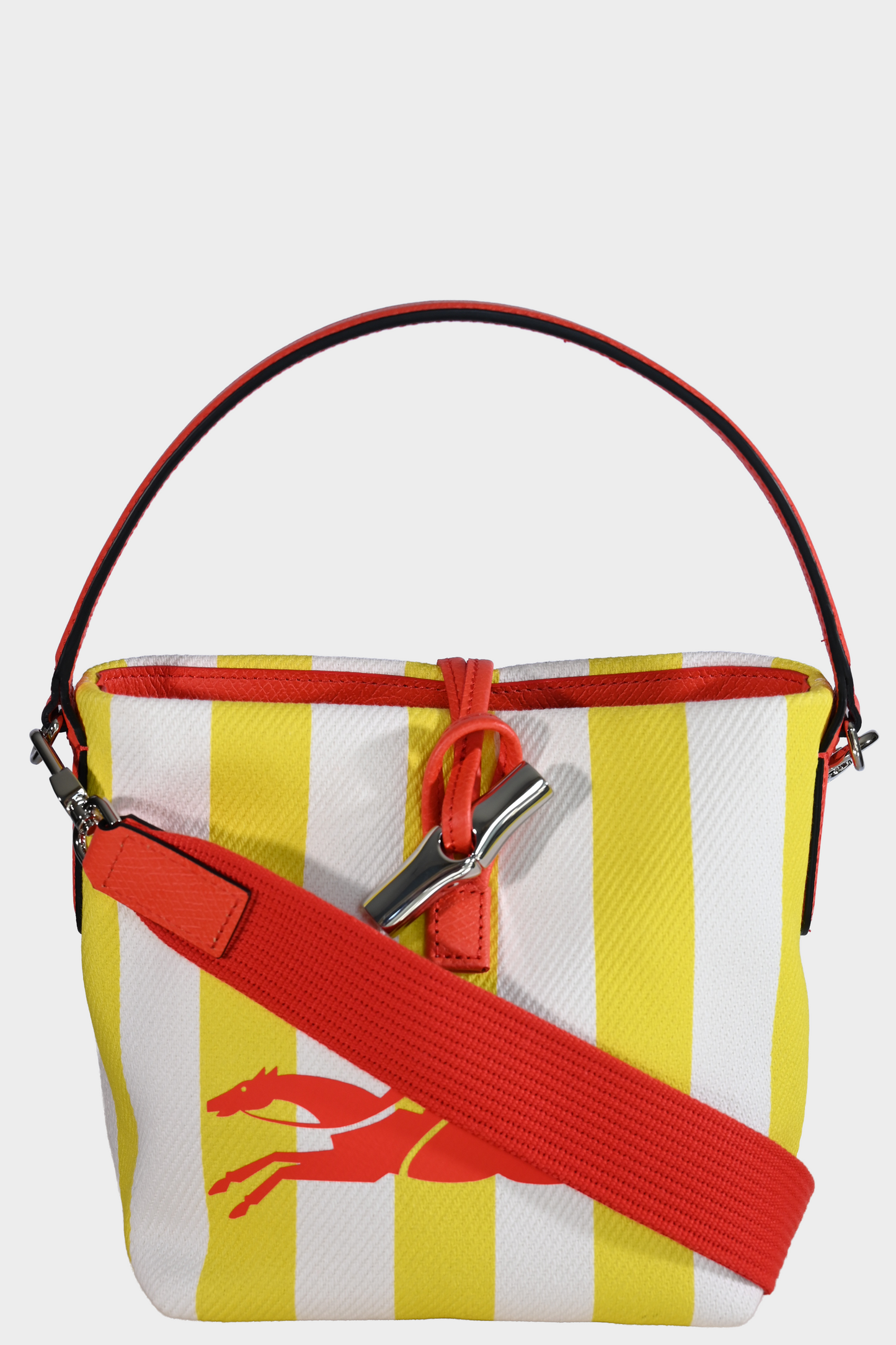 Longchamp Roseau Essential XS Striped Canvas Bucket Bag