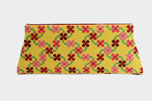 Lulu Guinness Floral Needlepoint Tapestry Clutch Bag