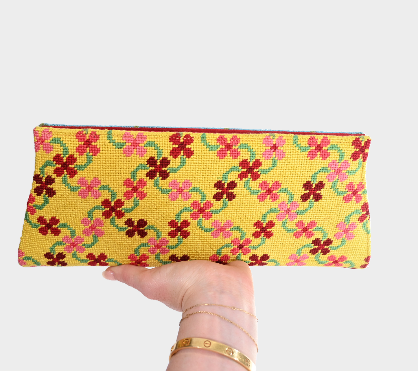 Lulu Guinness Floral Needlepoint Tapestry Clutch Bag