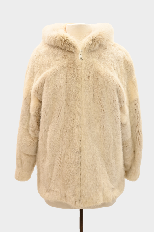 Ivory Mink Jacket with Fox Fur Trim
