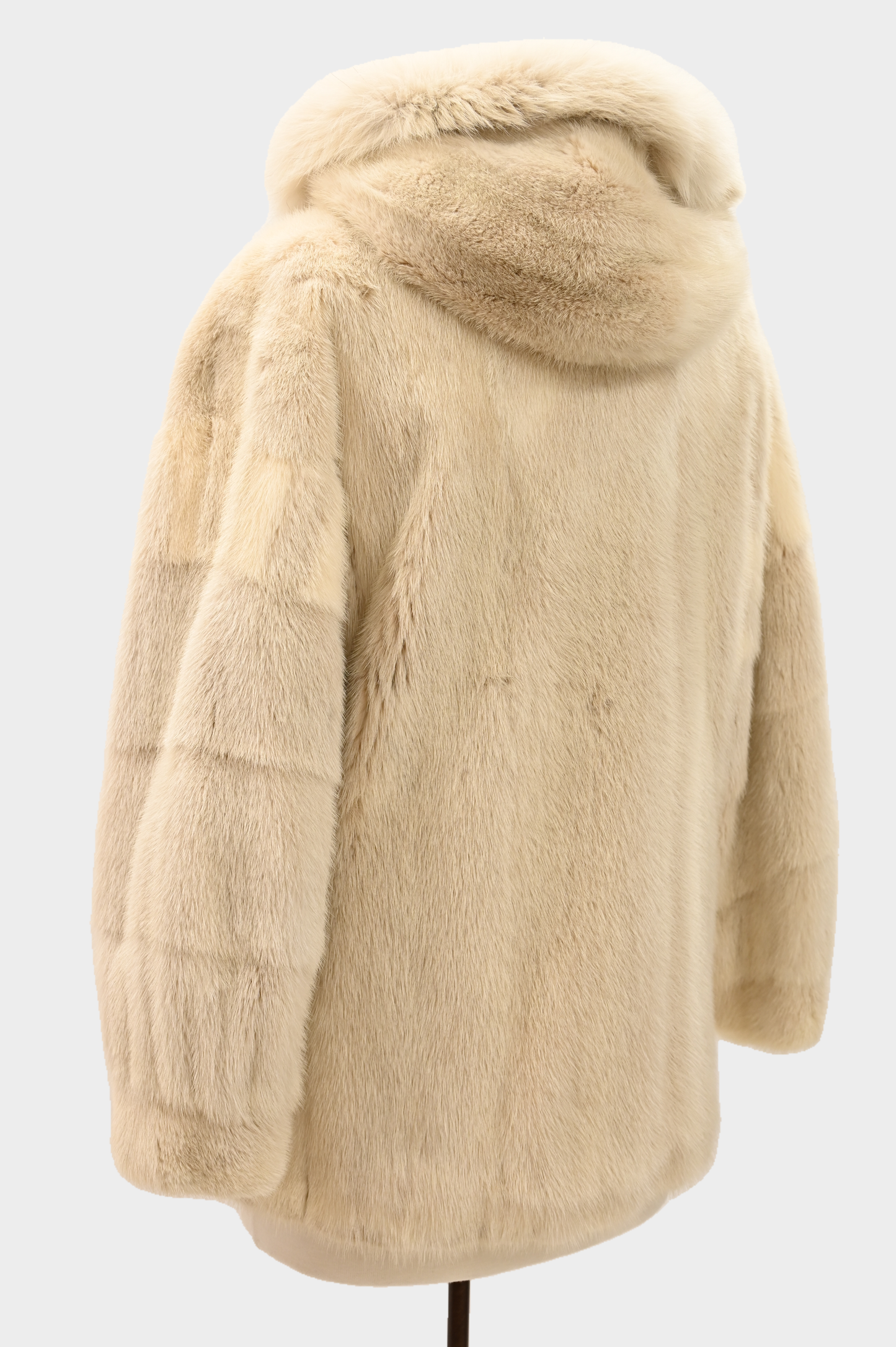 Ivory Mink Jacket with Fox Fur Trim