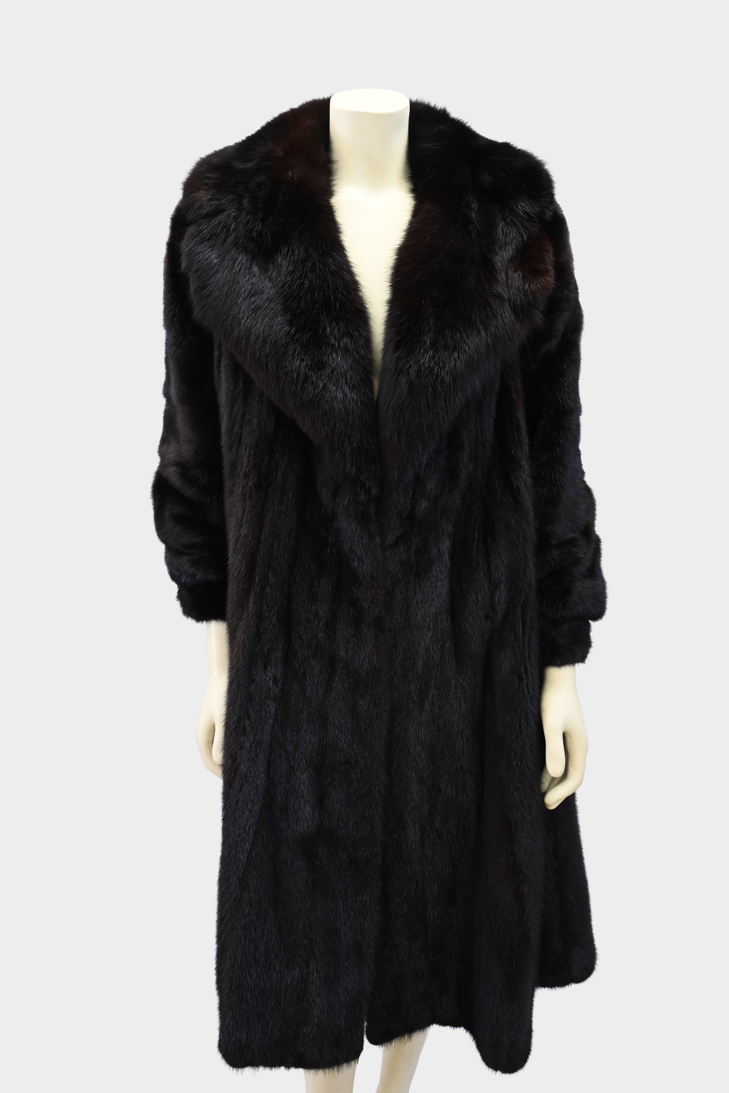 Mink Full Length Coat with Fox Fur Collar