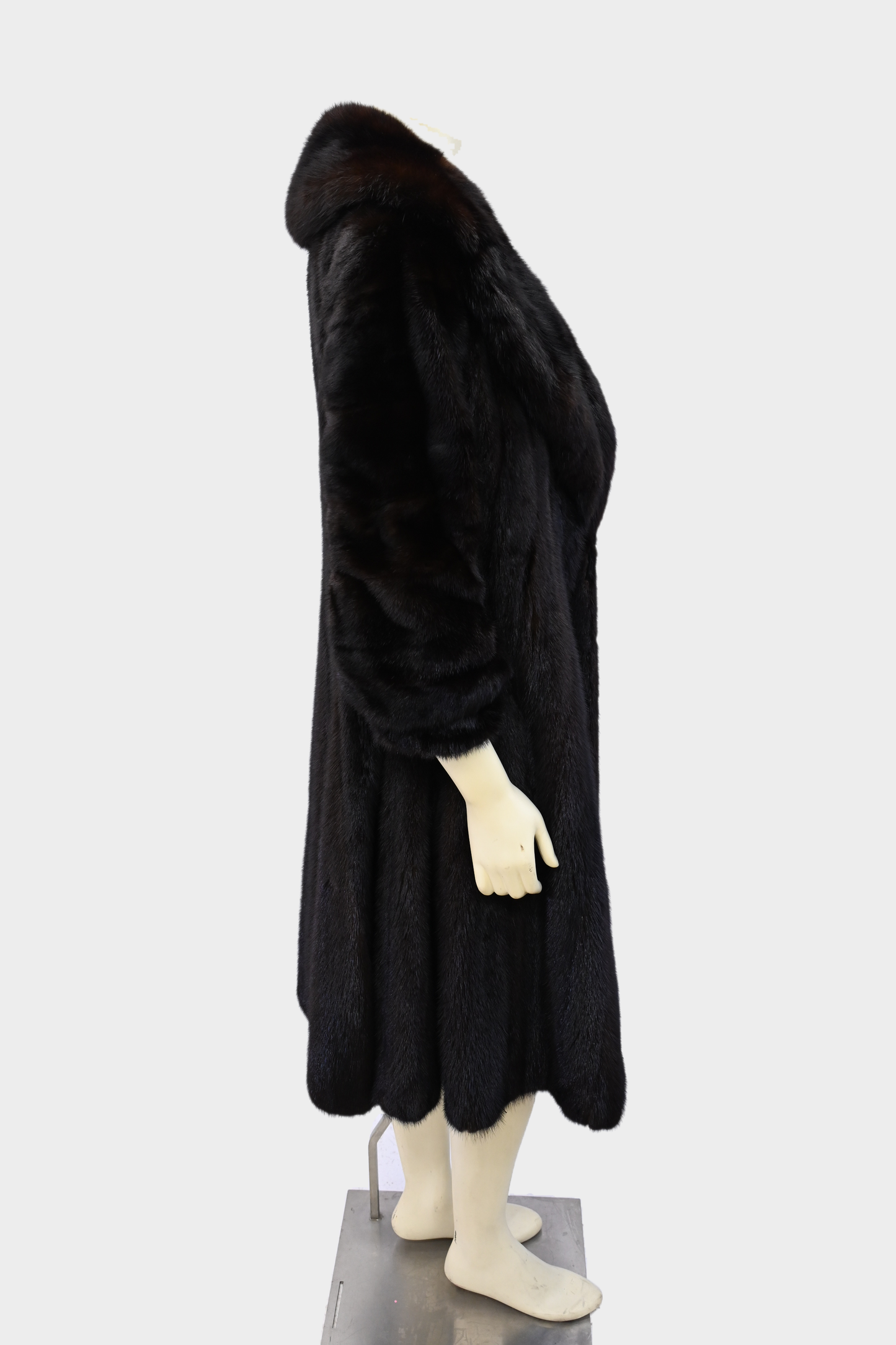 Mink Full Length Coat with Fox Fur Collar