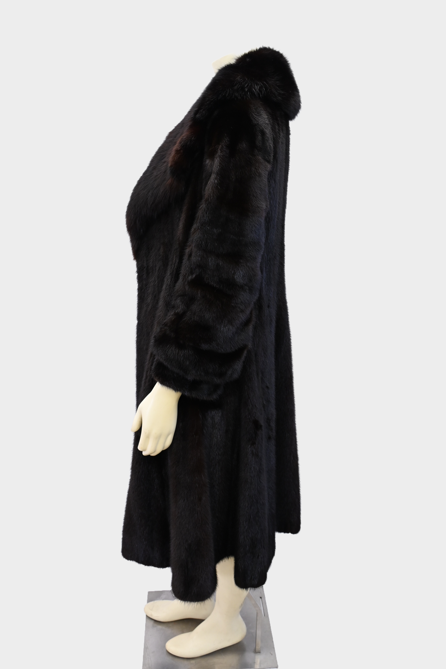Mink Full Length Coat with Fox Fur Collar