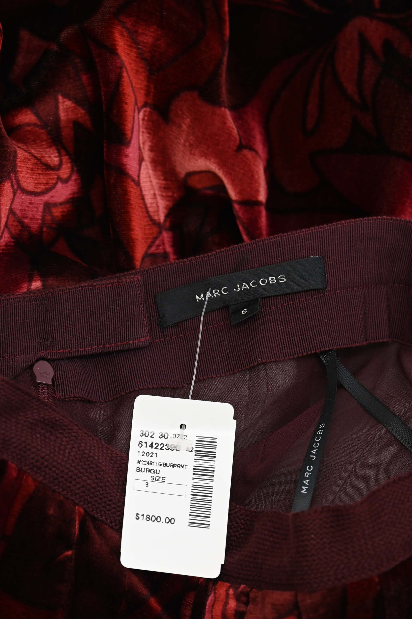 Marc Jacobs Burgundy Velvet Midi Skirt NWT